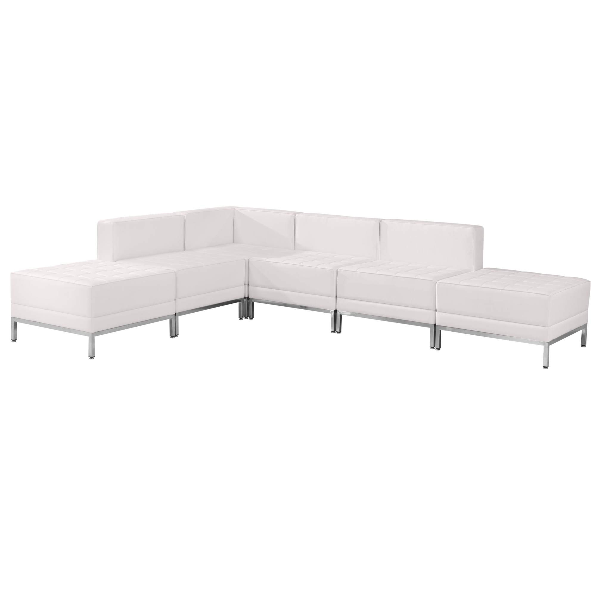 Flash Furniture, 6 PC White LeatherSoft Sectional Configuration, Primary Color White, Included (qty.) 6, Model ZBIMAGSECTSET8W