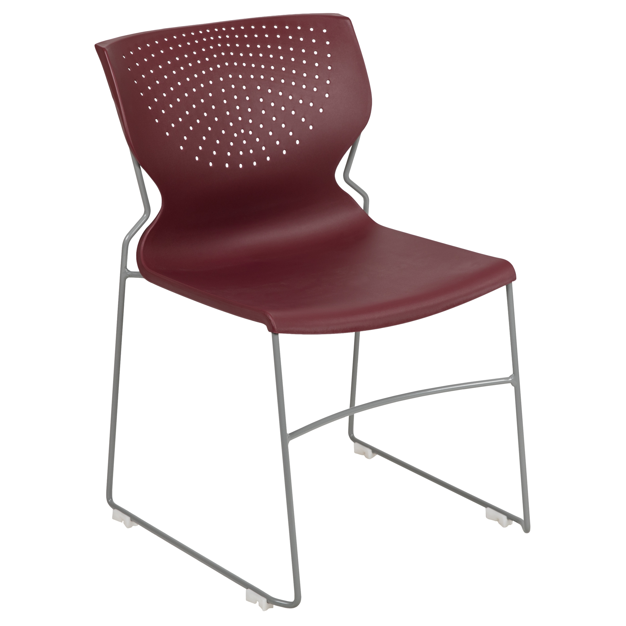 Flash Furniture, Burgundy Full Back Stack Chair with Gray Frame, Primary Color Burgundy, Included (qty.) 1, Model RUT438BY