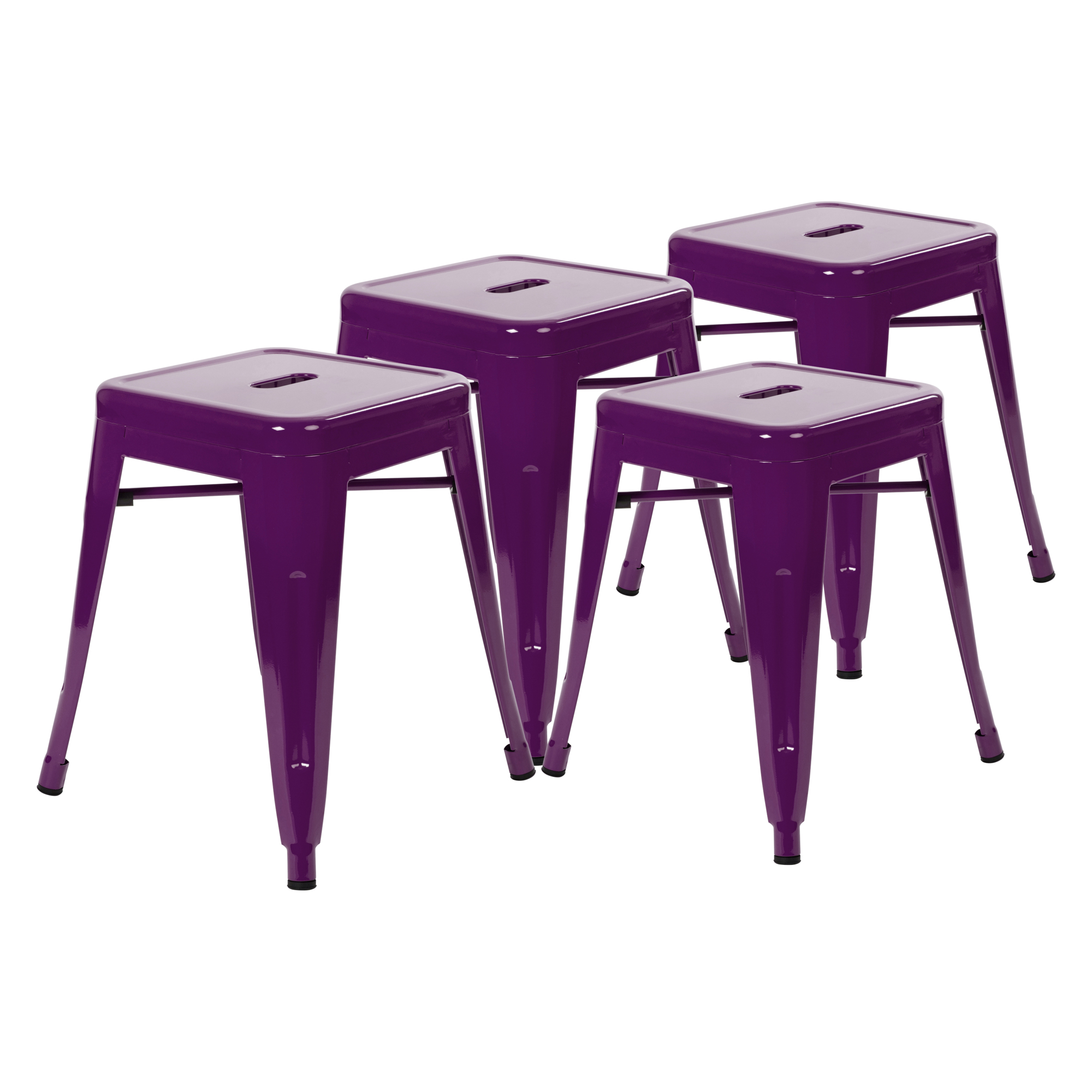 Flash Furniture, 4 Pack 18Inch Purple Metal Stool, Primary Color Purple, Included (qty.) 1, Model ETBT350318PR