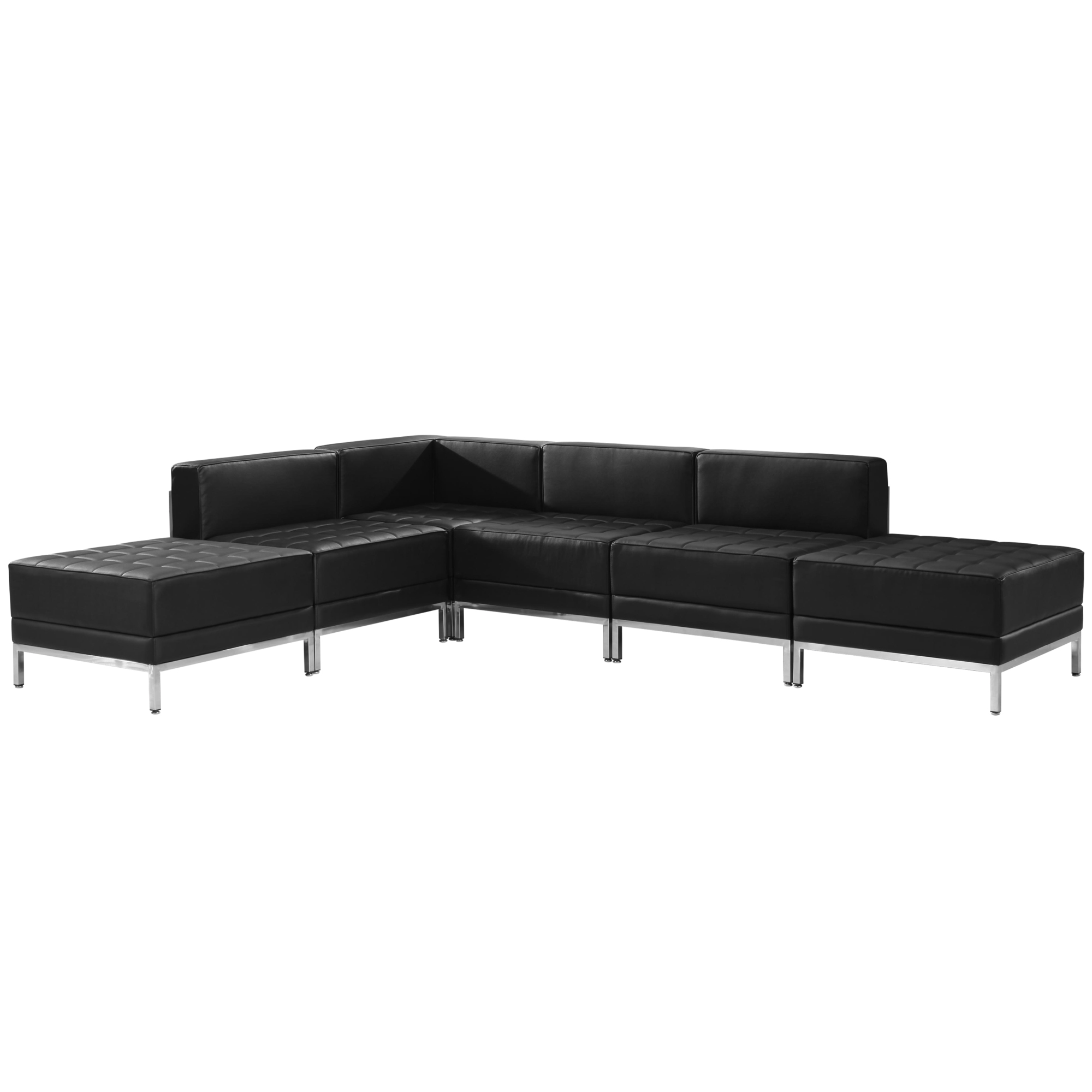 Flash Furniture, 6 PC Black LeatherSoft Sectional Configuration, Primary Color Black, Included (qty.) 6, Model ZBIMAGSECTSET8