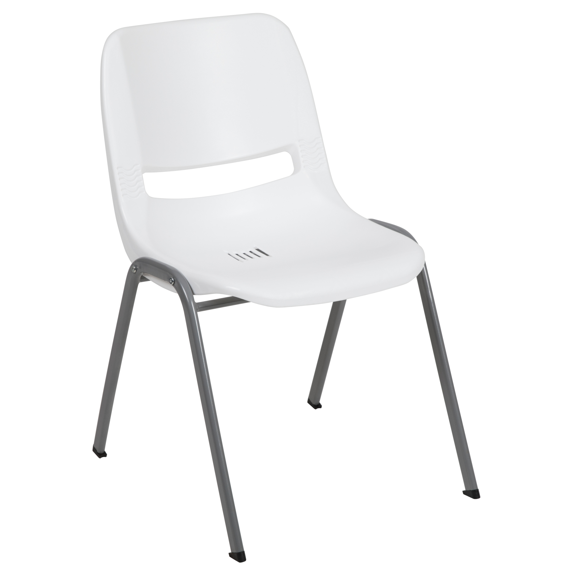Flash Furniture, White Ergonomic Shell Student Stack Chair, Primary Color White, Included (qty.) 1, Model RUTEO1WH