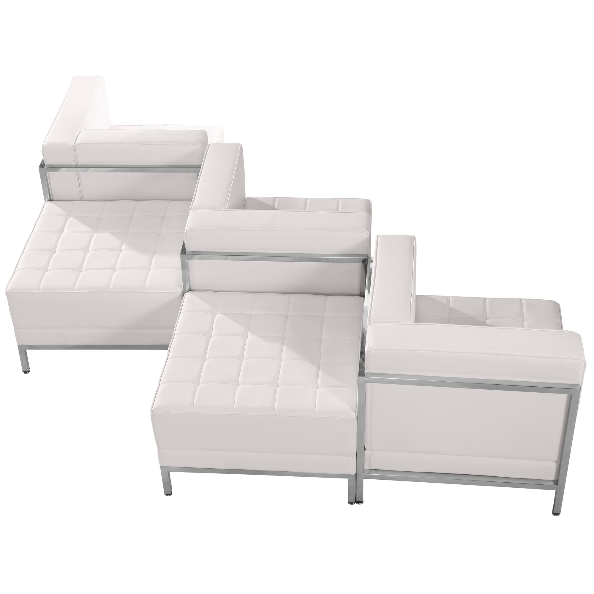 Flash Furniture, White LeatherSoft 5 Piece Chair Ottoman Set, Primary Color White, Included (qty.) 5, Model ZBIMAGSET5WH