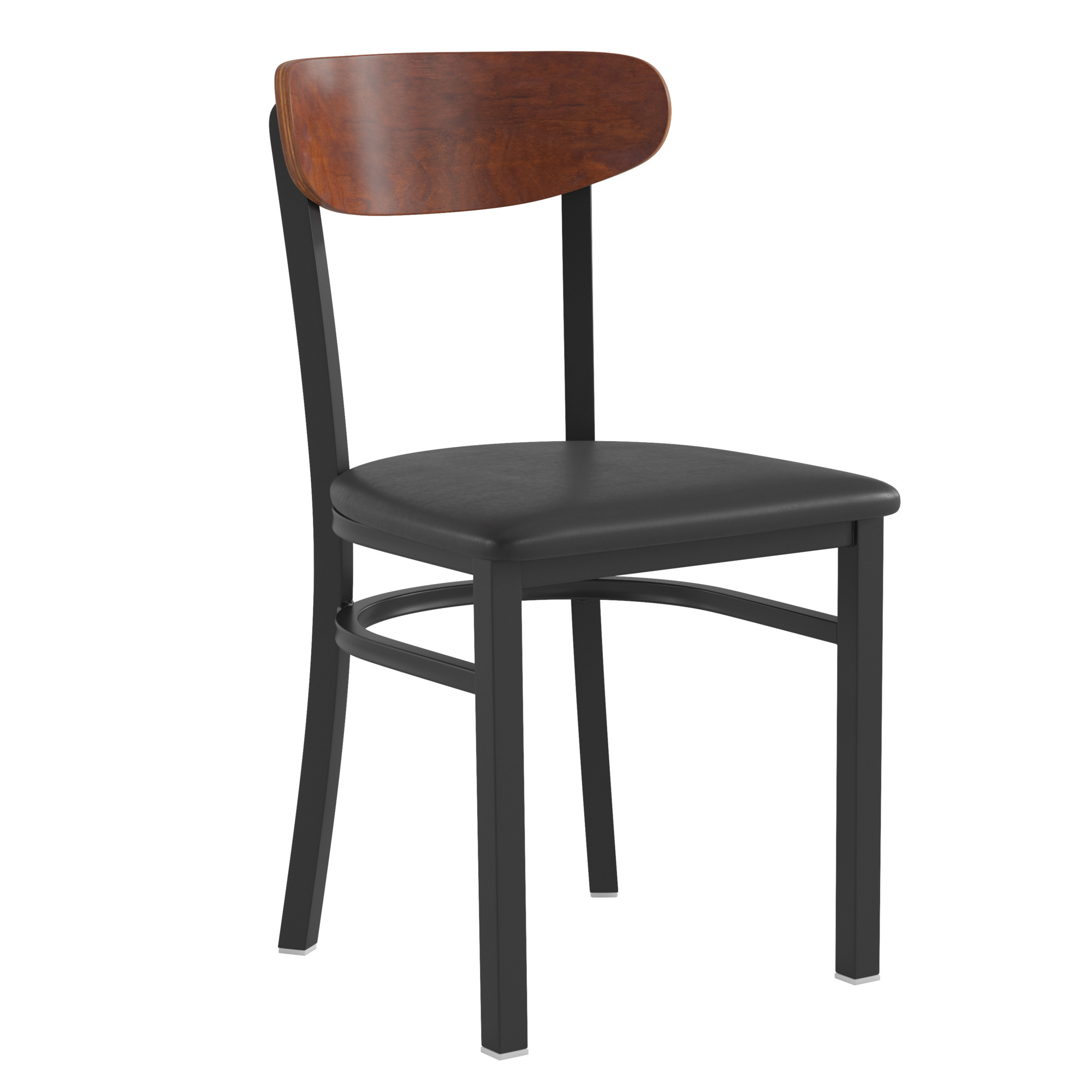 Flash Furniture, Black Vinyl Seat Dining Chair - Walnut Wood Back, Primary Color Black, Included (qty.) 1, Model XUDG6V5BVWAL