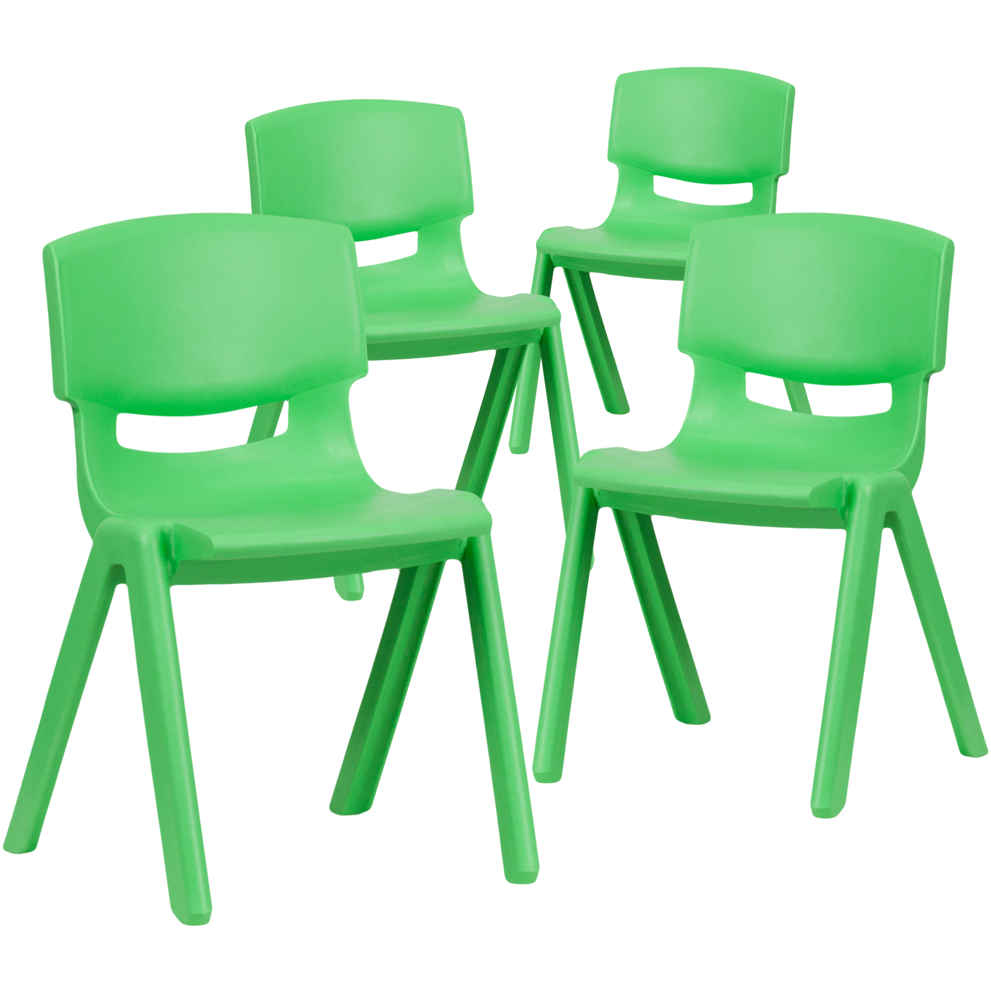 Flash Furniture, 4 Pk Green Plastic Stack School Chair-13.25Inch H Seat, Primary Color Green, Included (qty.) 4, Model 4YUYCX4004GREEN