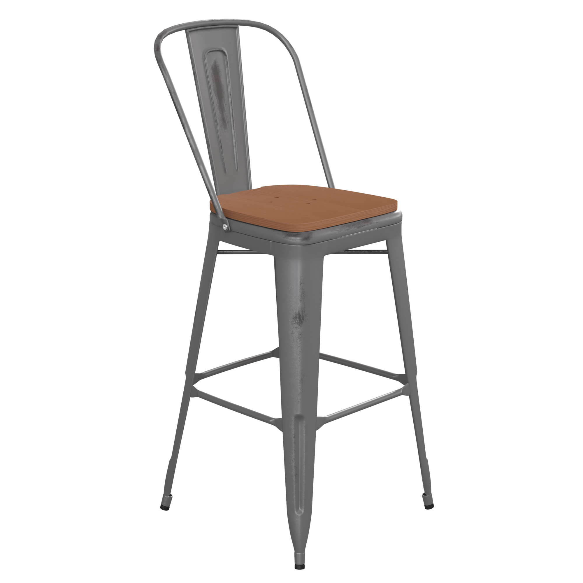 Flash Furniture, Clear Coat Metal Bar Stool Teak Poly Seat, Included (qty.) 1 Model XUDGTP01B30PL1T