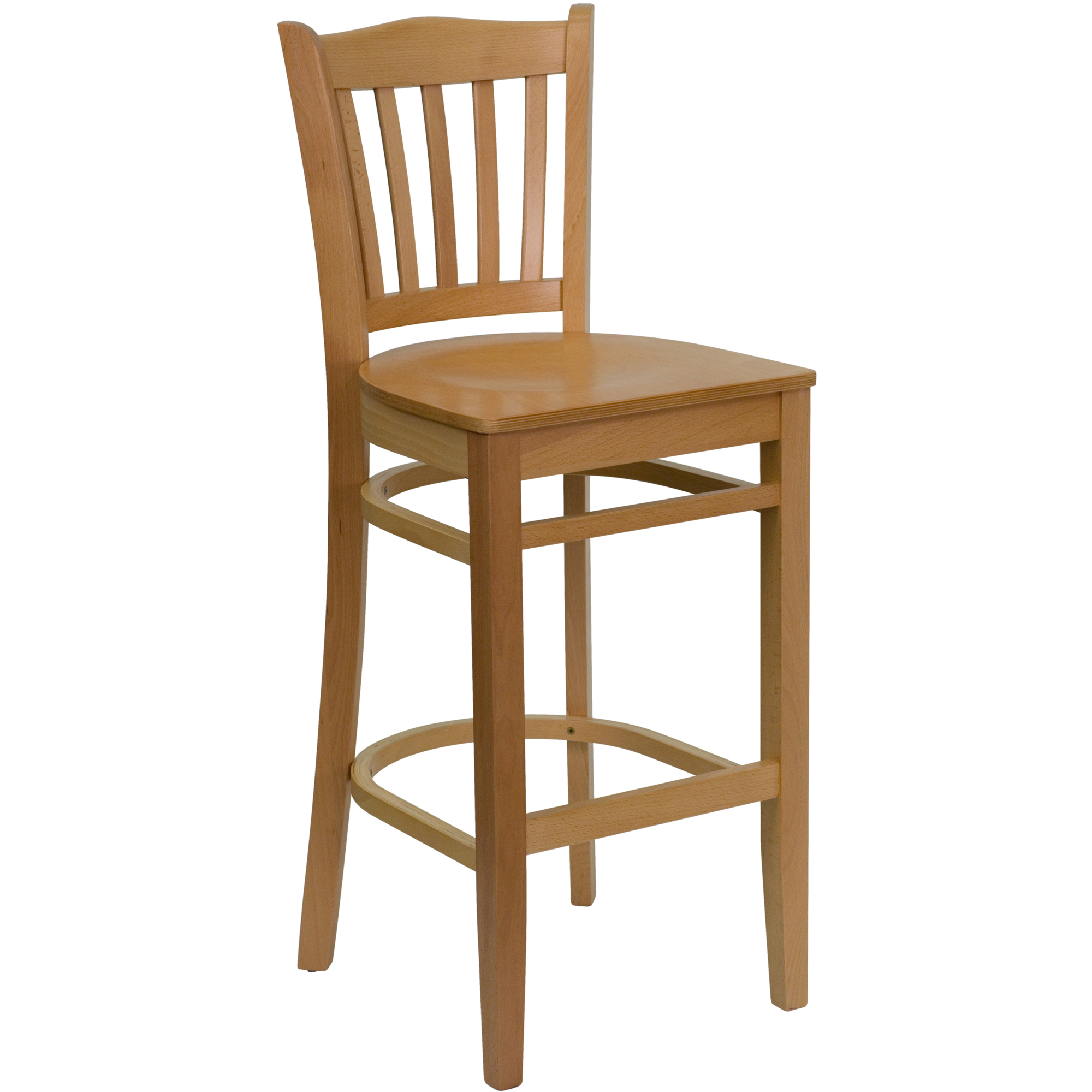 Flash Furniture, Vertical Slat Back Natural Wood Barstool, Primary Color Brown, Included (qty.) 1, Model XUW08BARNAT