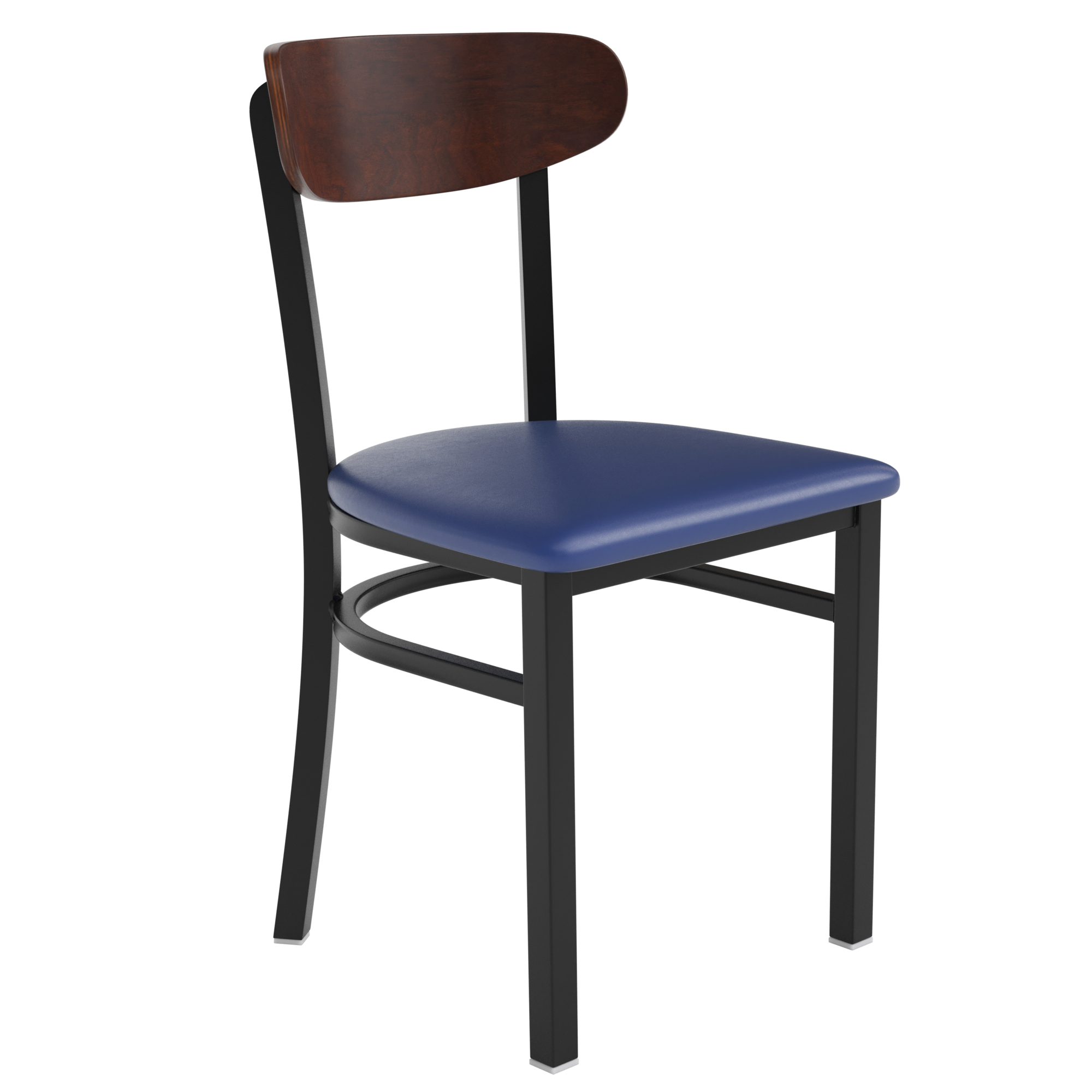 Flash Furniture, Blue Vinyl Seat Dining Chair with Walnut Wood Back, Primary Color Blue, Included (qty.) 1, Model XUDG6V5BLVWAL