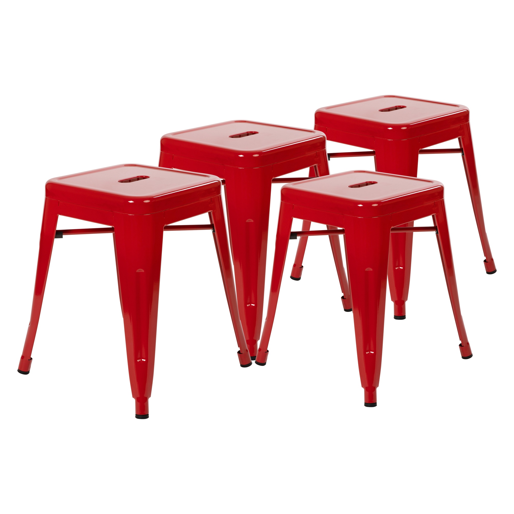 Flash Furniture, 4 Pack 18Inch Red Metal Stool, Primary Color Red, Included (qty.) 1, Model ETBT350318RED
