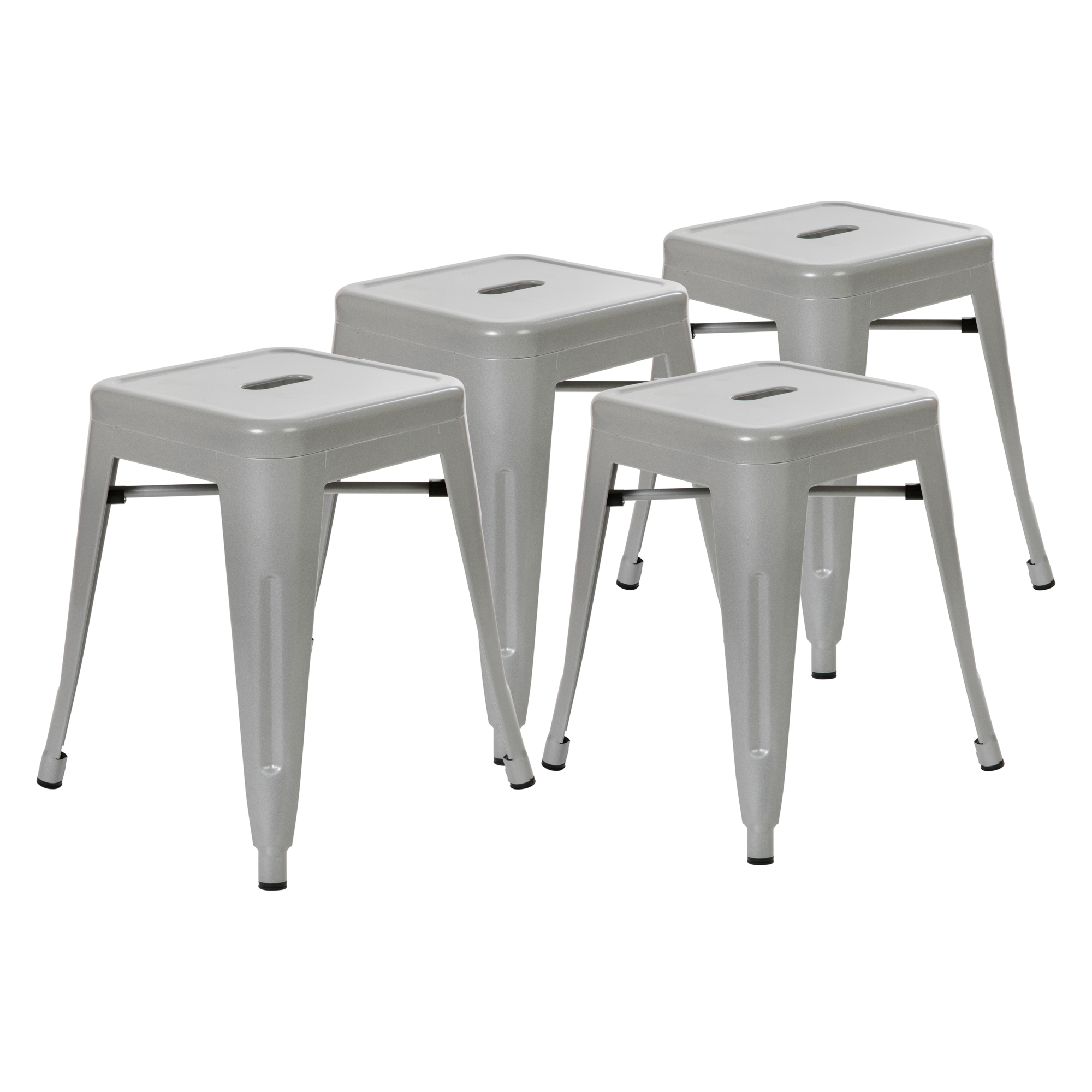 Flash Furniture, 4 Pack 18Inch Silver Metal Stool, Included (qty.) 1 Model ETBT350318SIL