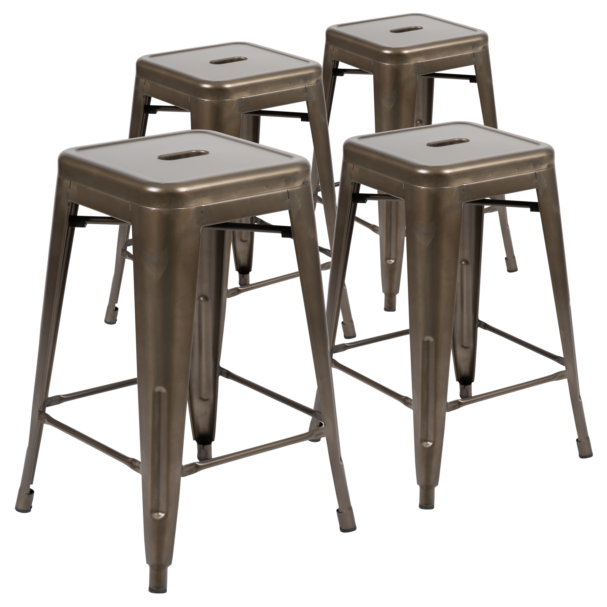 Flash Furniture, 4 Pack 24Inch High Metal Indoor Counter Stool, Gray, Primary Color Gray, Included (qty.) 4, Model 4ET3132024GNR