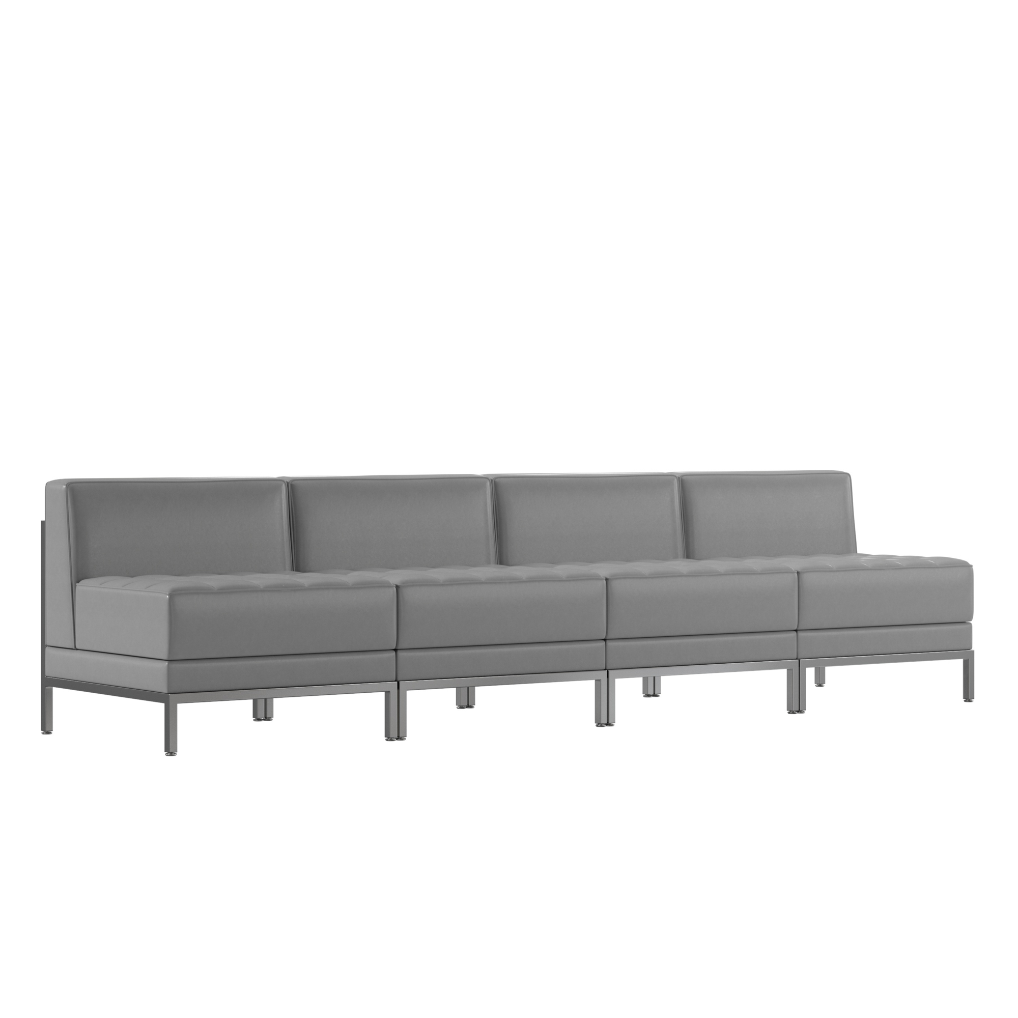 Flash Furniture, 4 Piece Gray LeatherSoft Modular Lounge Set, Primary Color Gray, Included (qty.) 4, Model ZBIMAGMIDCH4GY