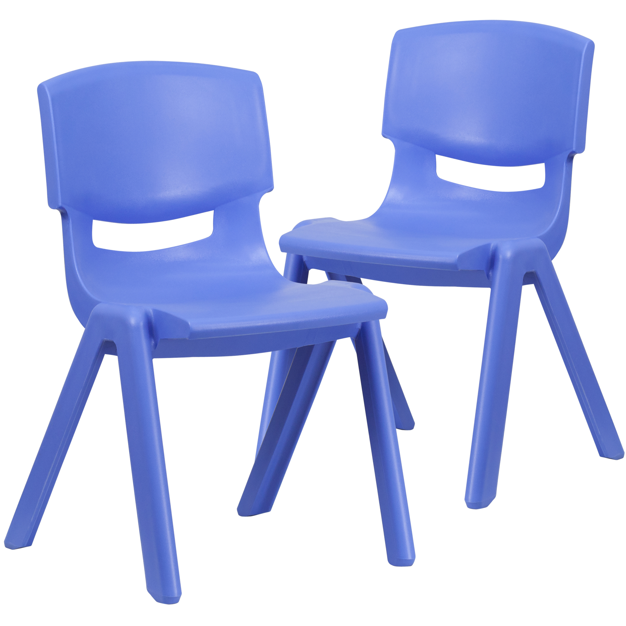 Flash Furniture, 2 Pack Blue Plastic Stack School Chair-15.5Inch H Seat, Primary Color Blue, Included (qty.) 2, Model 2YUYCX005BLUE