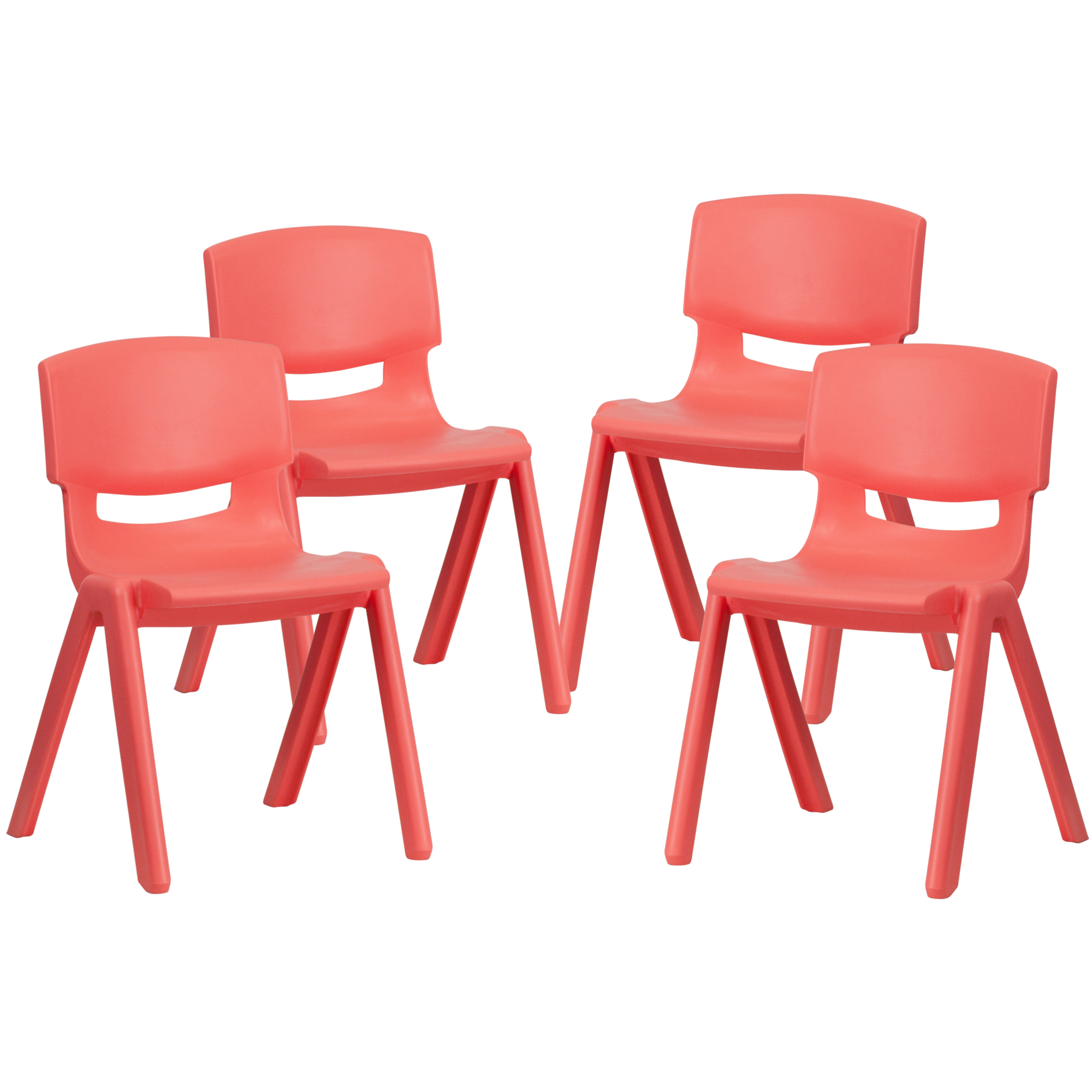 Flash Furniture, 4 Pack Red Plastic Stack School Chair-13.25Inch H Seat, Primary Color Red, Included (qty.) 4, Model 4YUYCX4004RED