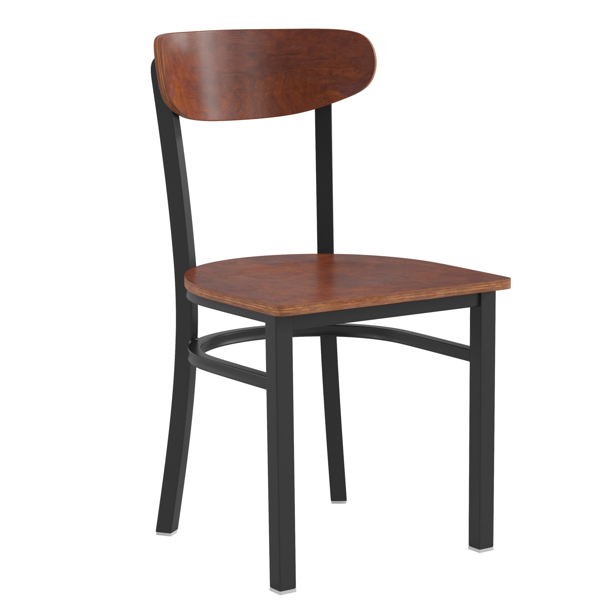 Flash Furniture, Metal Dining Chair with Walnut Wood Seat Back, Primary Color Brown, Included (qty.) 1, Model XUDG6V5BWAL