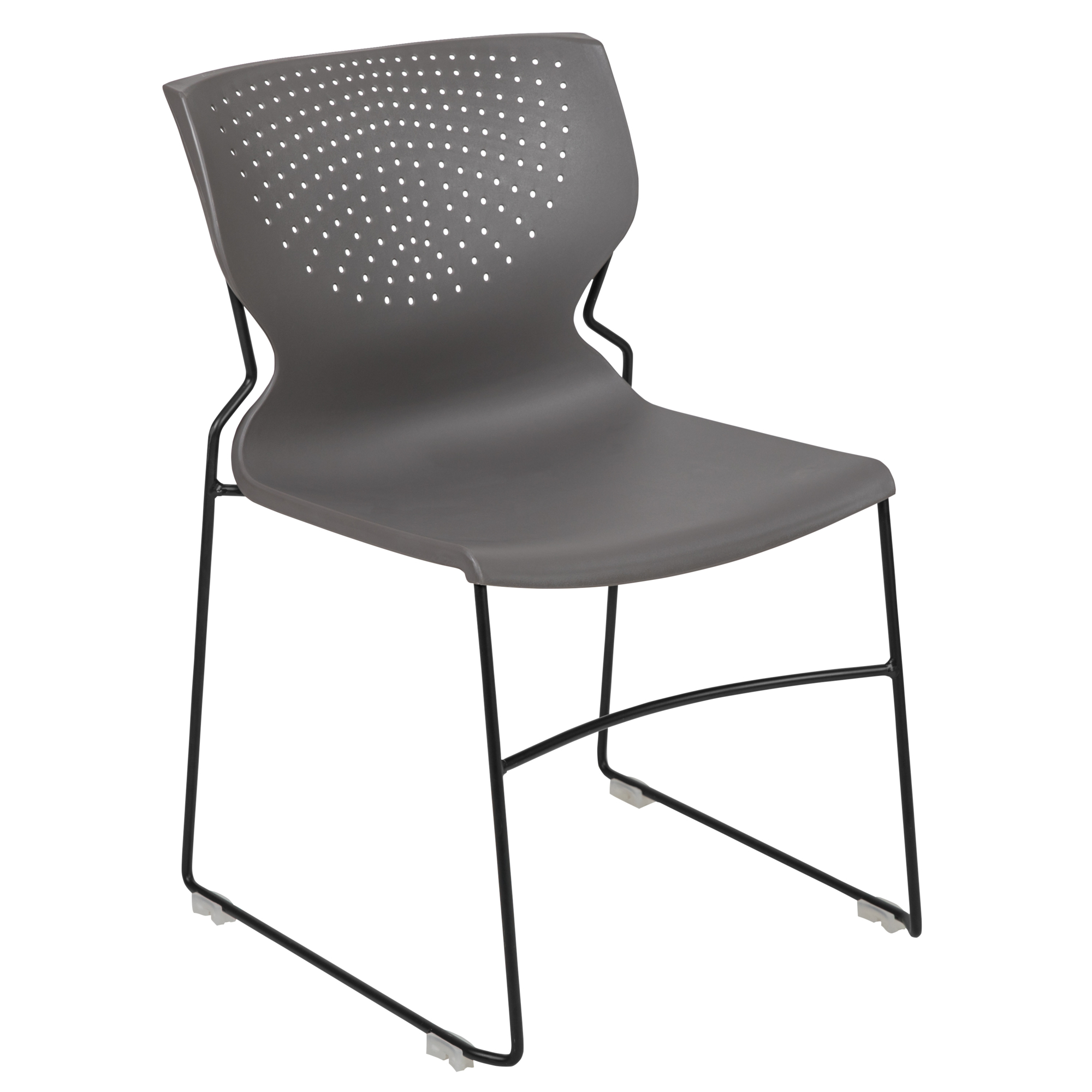 Flash Furniture, Gray Full Back Stack Chair with Black Frame, Primary Color Gray, Included (qty.) 1, Model RUT438GY