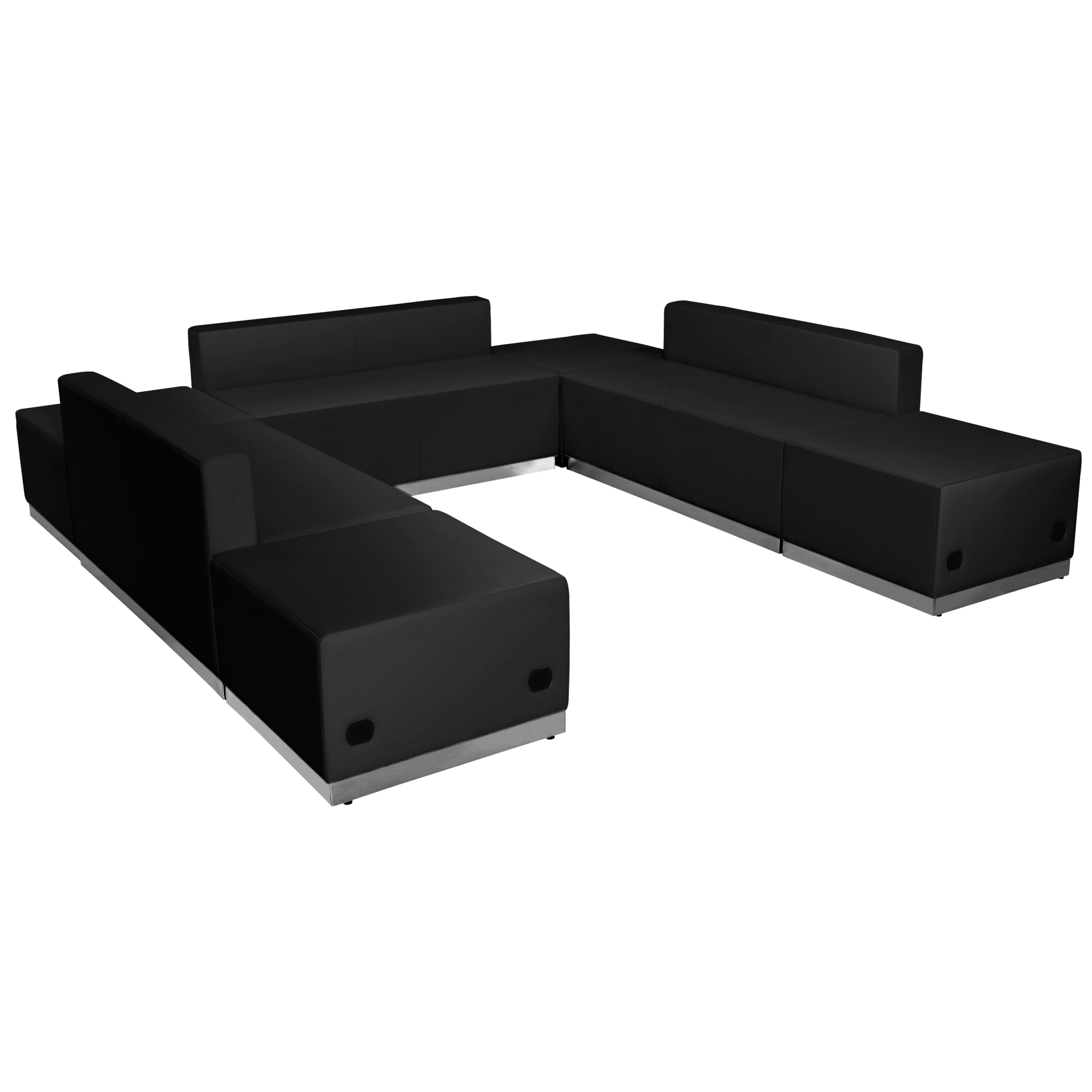 Flash Furniture, 7 PC Black LeatherSoft Reception Configuration, Primary Color Black, Included (qty.) 7, Model ZB803660SBK