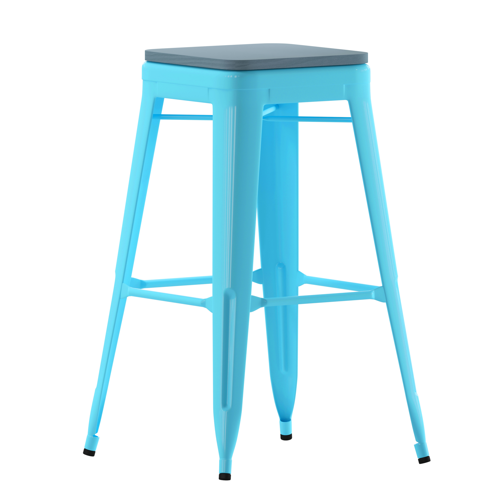 Flash Furniture, 4PK 30Inch Teal Metal Bar Stool-Teal Poly Seat, Primary Color Blue, Included (qty.) 4, Model 4ET32030TLRPL2C