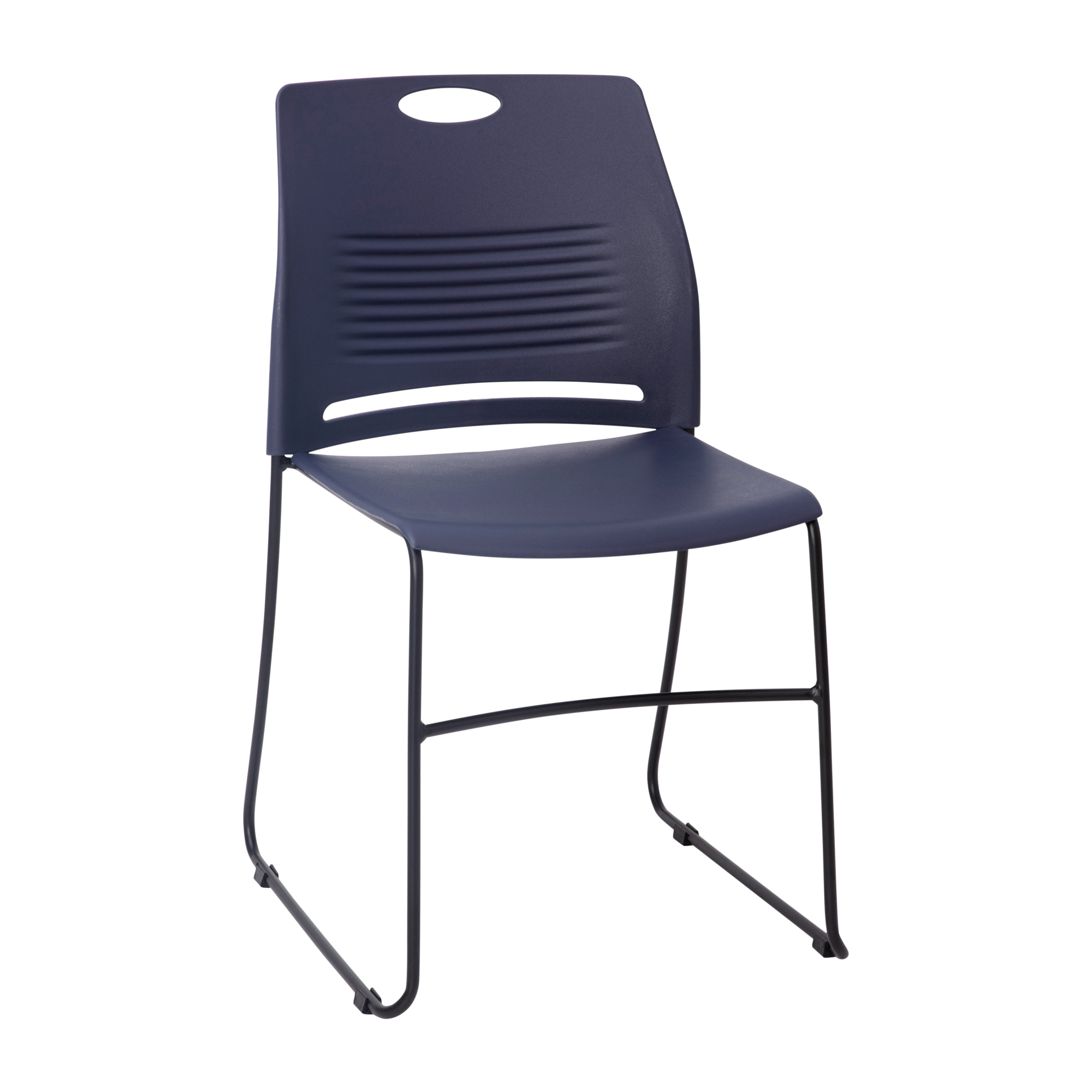 Flash Furniture, Navy Plastic Stack Chair with Steel Sled Base, Primary Color Blue, Included (qty.) 1, Model RUTNC499ANV