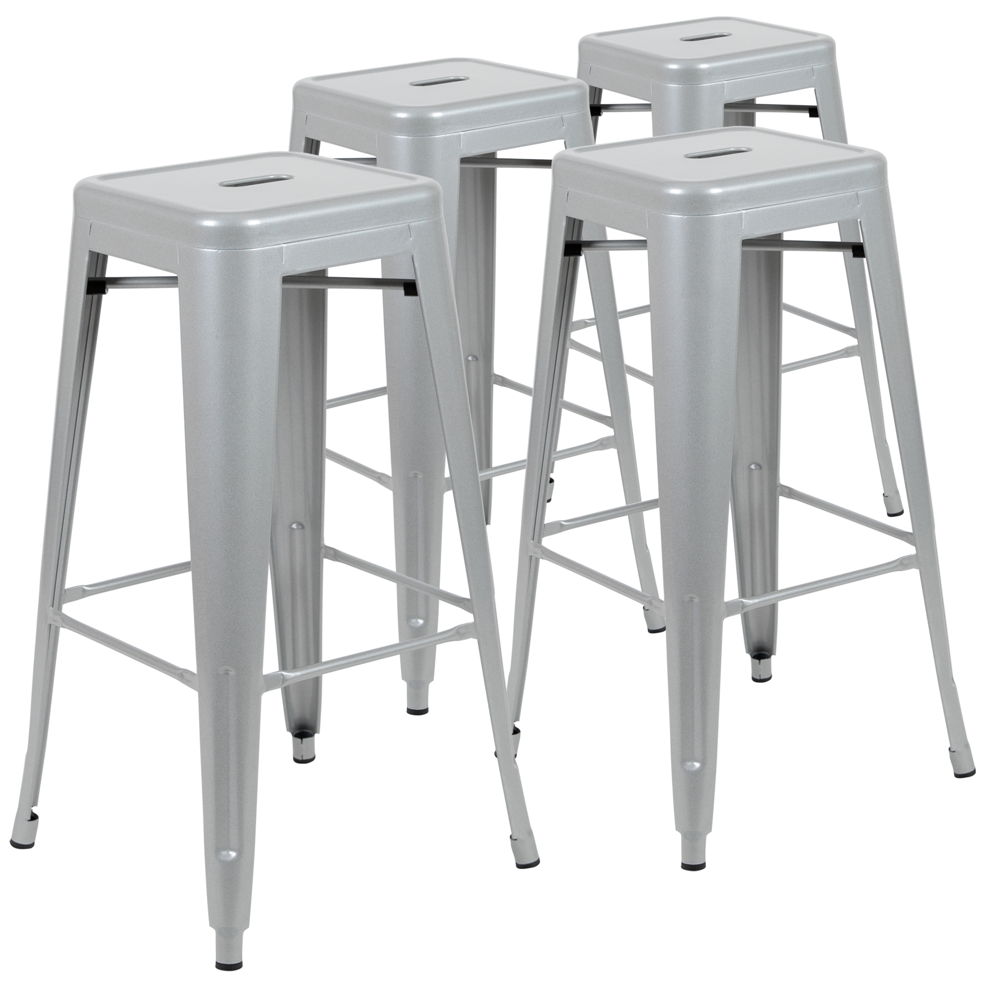Flash Furniture, 4 Pack 30Inch High Metal Indoor Bar Stool, Silver, Primary Color Gray, Included (qty.) 4, Model 4ET3132030SVR