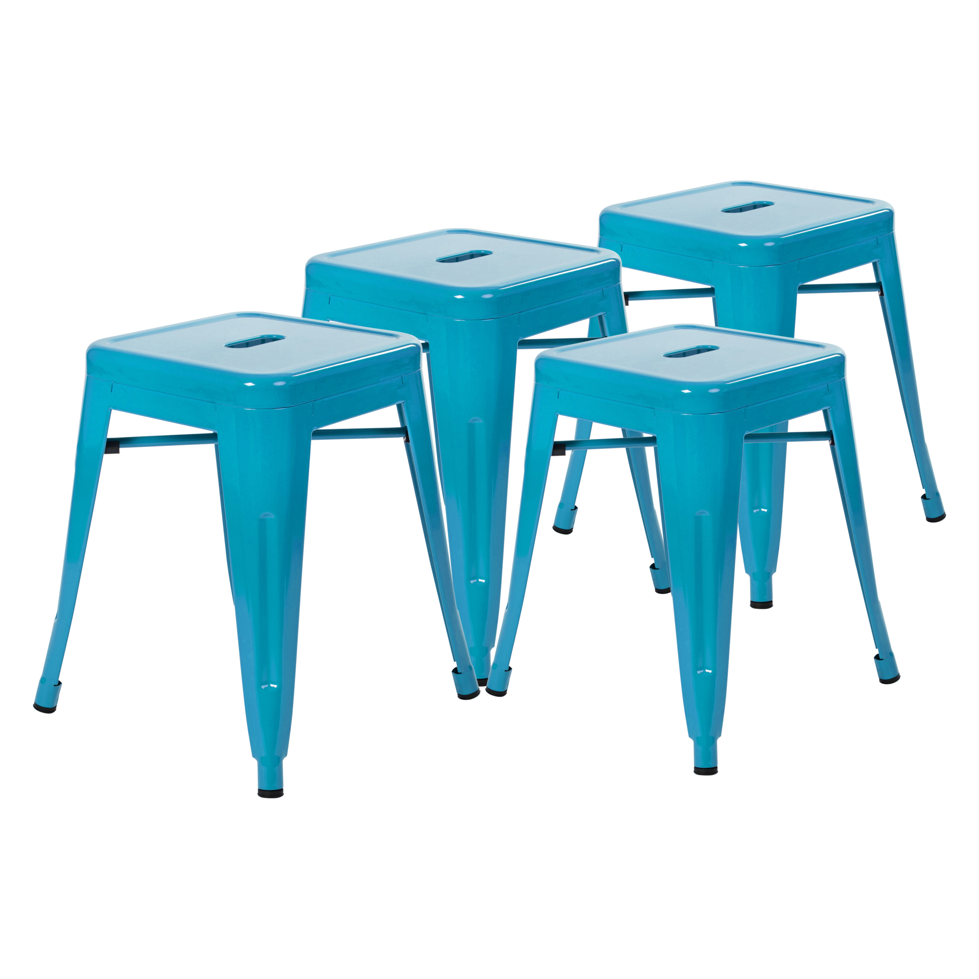 Flash Furniture, 4 Pack 18Inch Teal Metal Stool, Primary Color Blue, Included (qty.) 1, Model ETBT350318TL