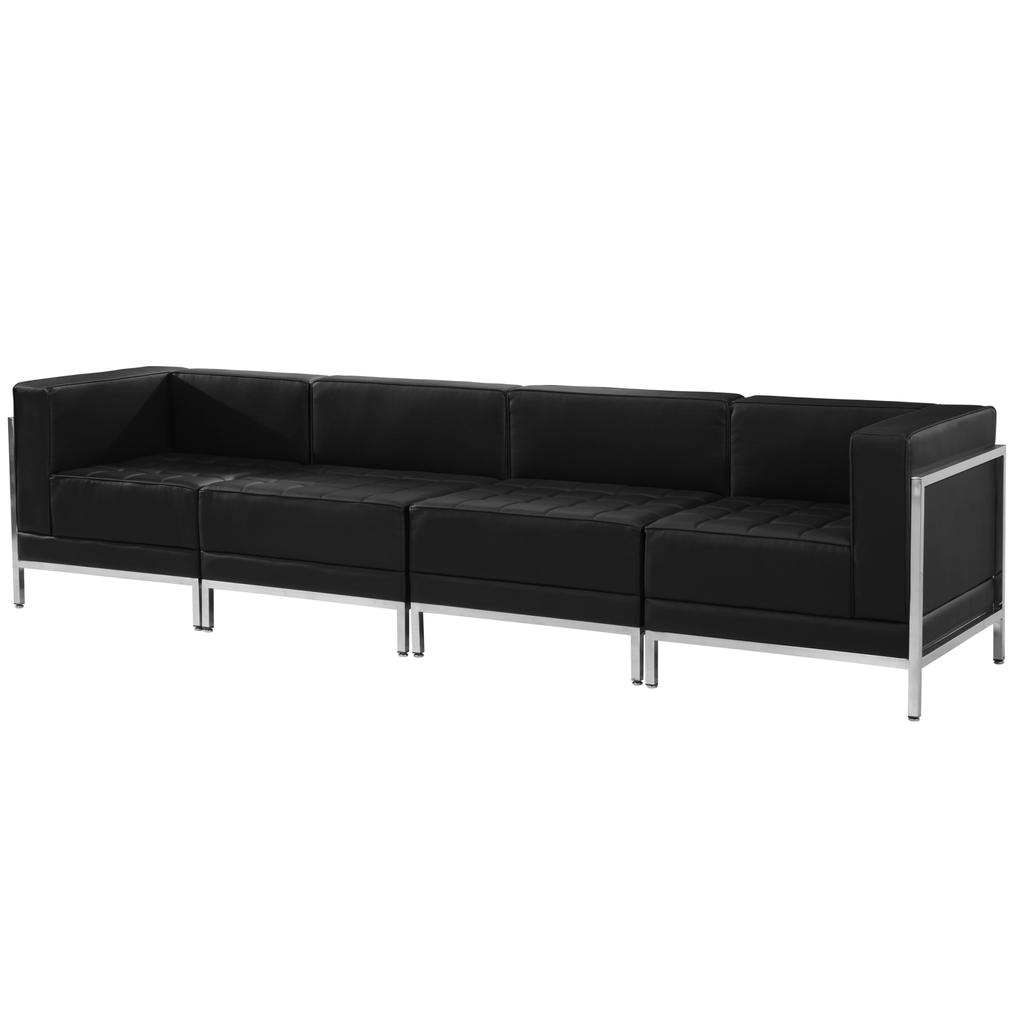 Flash Furniture, Black LeatherSoft 4 Piece Modular Lounge Set, Primary Color Black, Included (qty.) 4, Model ZBIMAGSET8