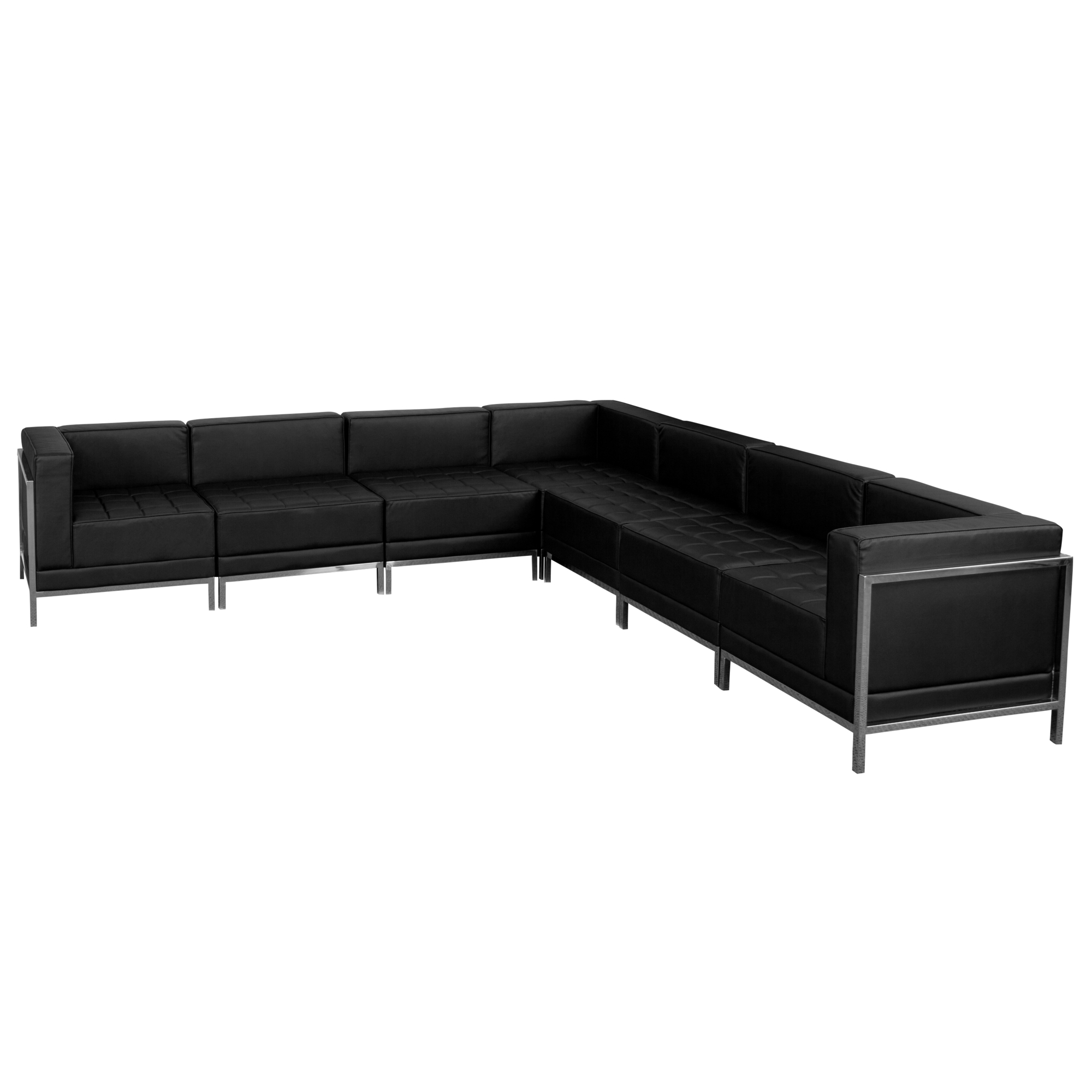 Flash Furniture, 7 PC Black LeatherSoft Sectional Configuration, Primary Color Black, Included (qty.) 7, Model ZBIMAGSECTSET1