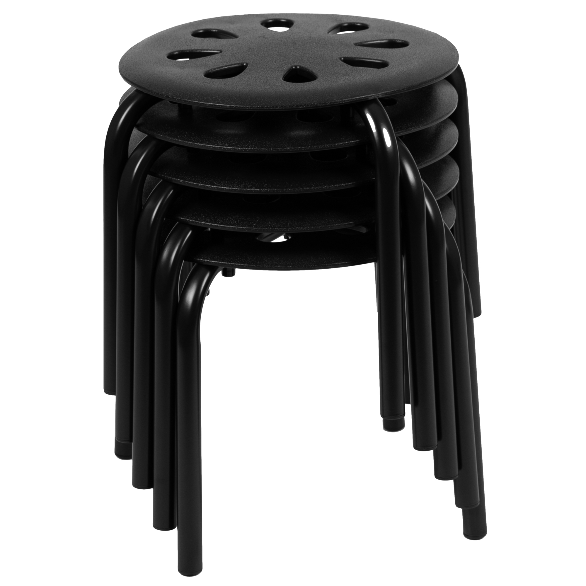 Flash Furniture, 11.5Inch H Plastic Nesting Stack Stools, Black(5 Pack), Primary Color Black, Included (qty.) 1, Model LES2BLACK