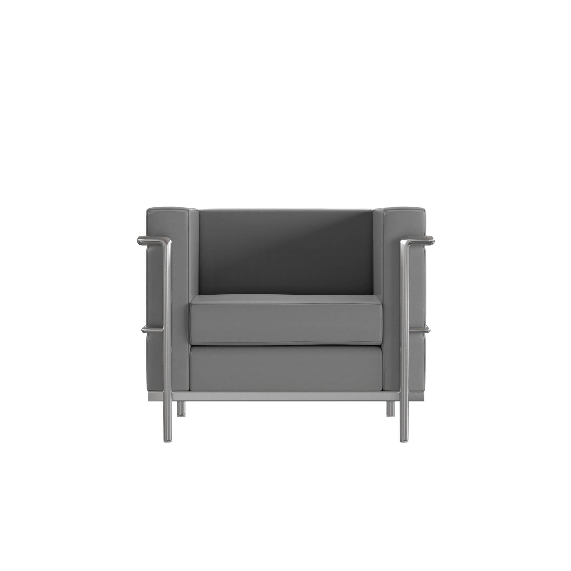 Flash Furniture, Gray LeatherSoft Chair with Double Bar Frame, Primary Color Gray, Included (qty.) 1, Model ZBREG8101CHGY