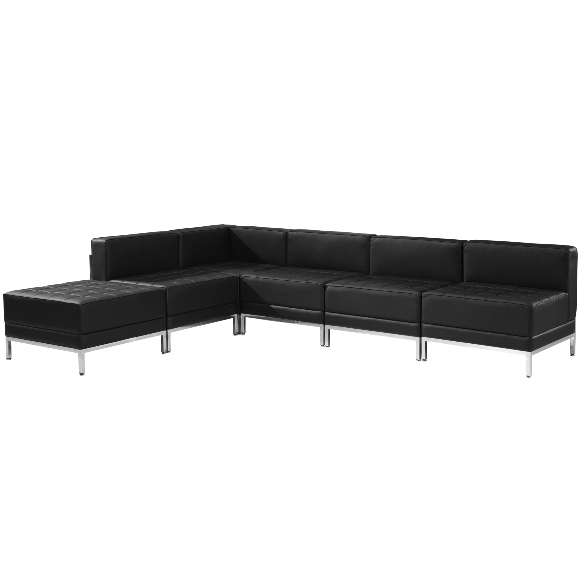 Flash Furniture, 6 PC Black LeatherSoft Sectional Configuration, Primary Color Black, Included (qty.) 6, Model ZBIMAGSECTSET10