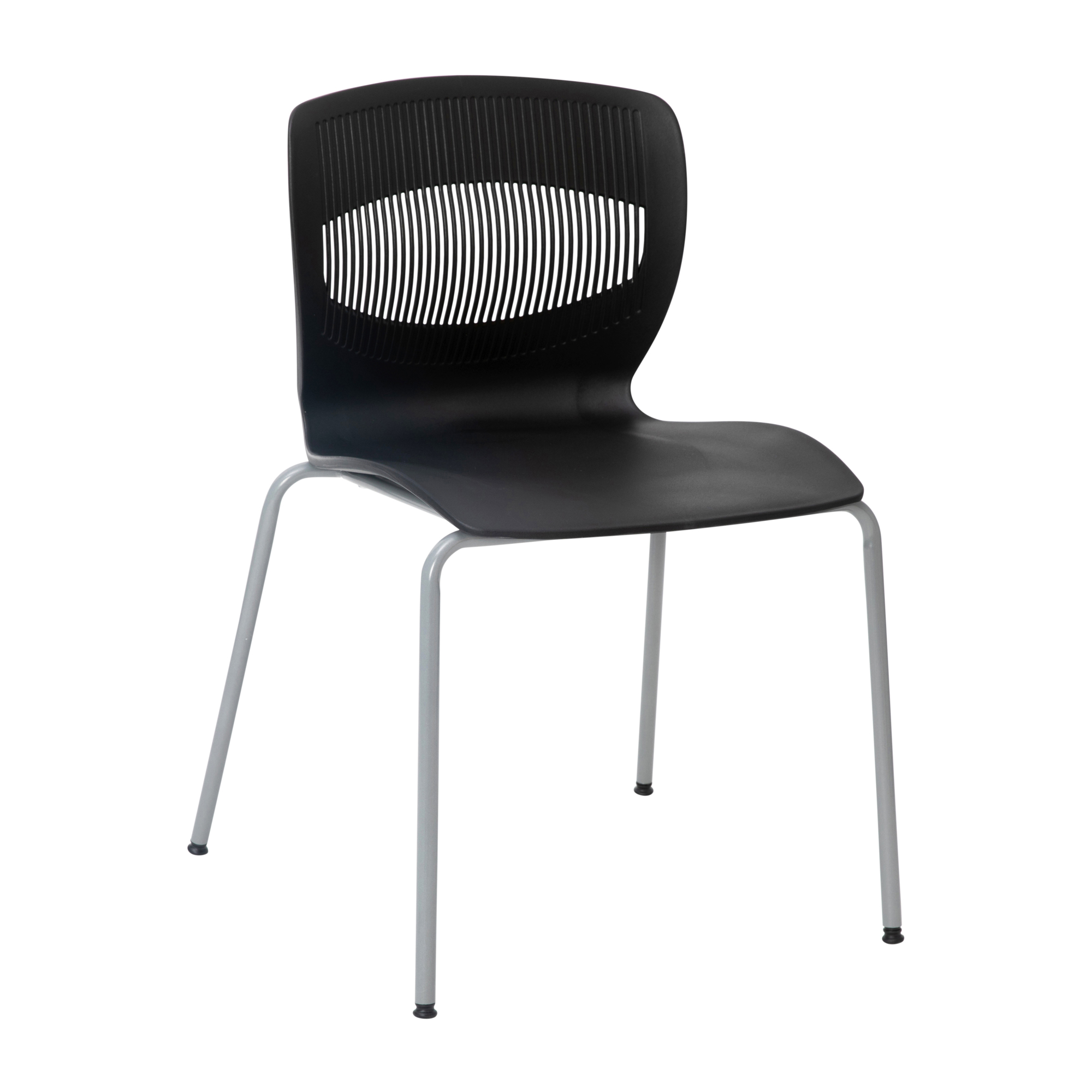 Flash Furniture, Black Plastic Stack Chair with Lumbar Support, Primary Color Black, Included (qty.) 1, Model RUTNC618BK