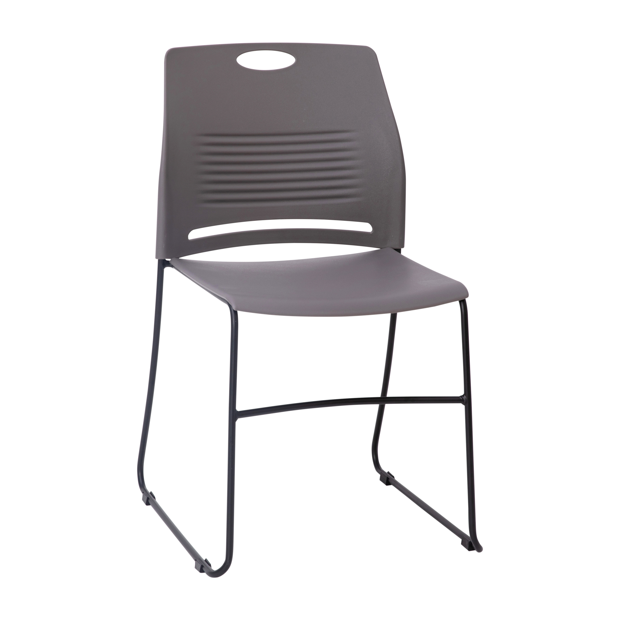 Flash Furniture, Gray Plastic Stack Chair with Steel Sled Base, Primary Color Gray, Included (qty.) 1, Model RUTNC499AGY