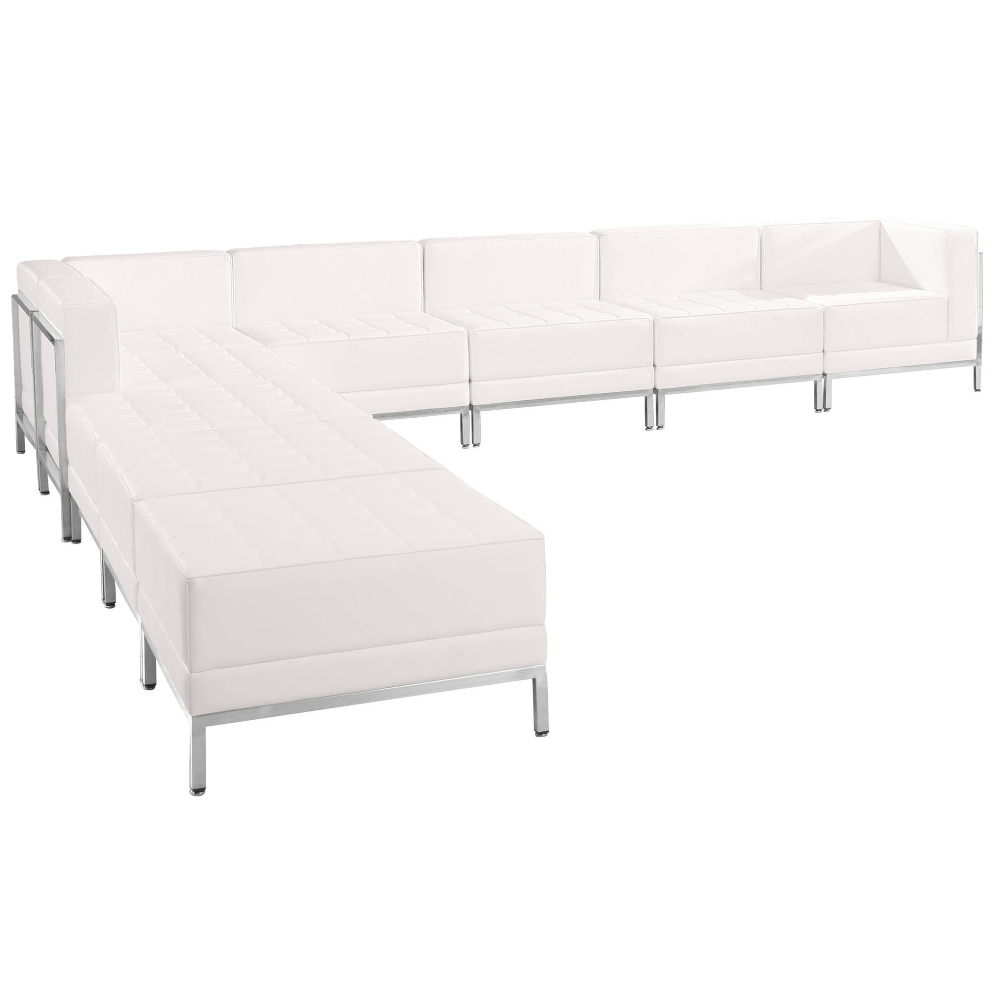 Flash Furniture, 9 PC White LeatherSoft Sectional Configuration, Primary Color White, Included (qty.) 9, Model ZBIMAGSECSET11W