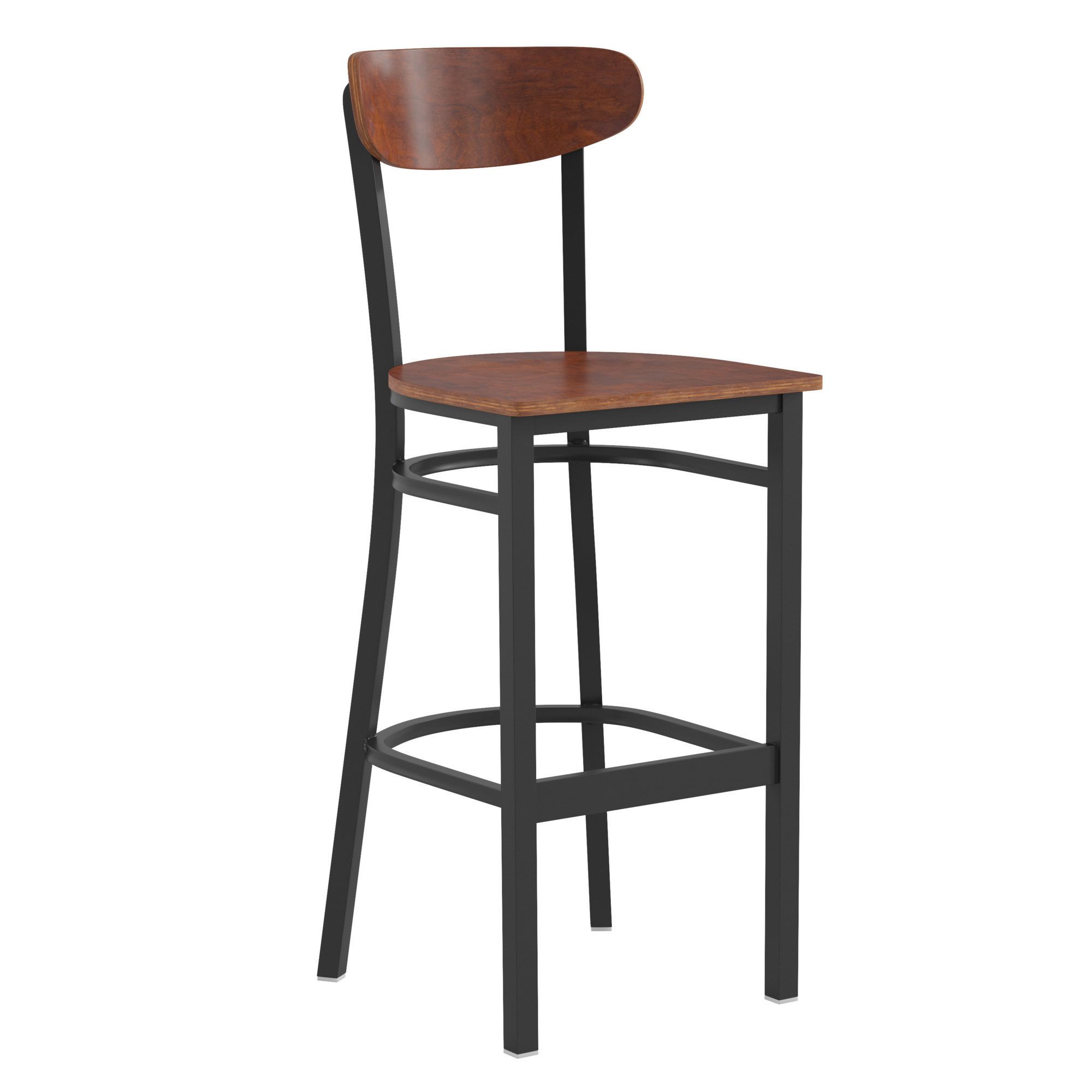 Flash Furniture, Barstool with Walnut Wood Seat and Boomerang Back, Primary Color Brown, Included (qty.) 1, Model XUDG6V6BWAL