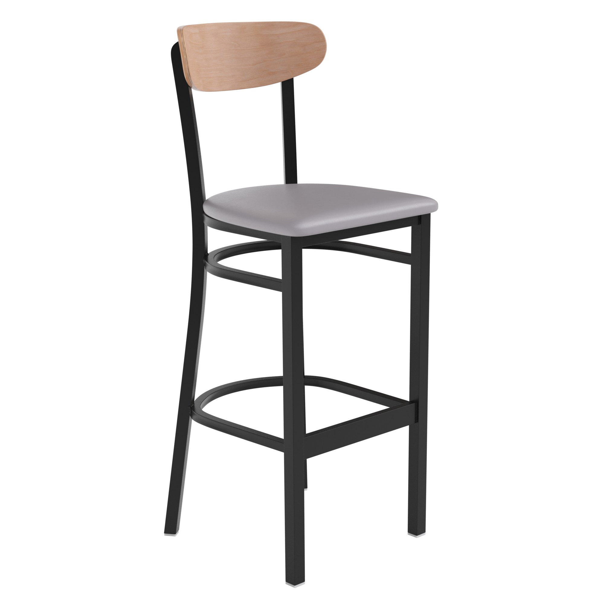 Flash Furniture, Gray Vinyl Seat Barstool with Natural Wood Back, Primary Color Gray, Included (qty.) 1, Model XUDG6V6GYVNAT