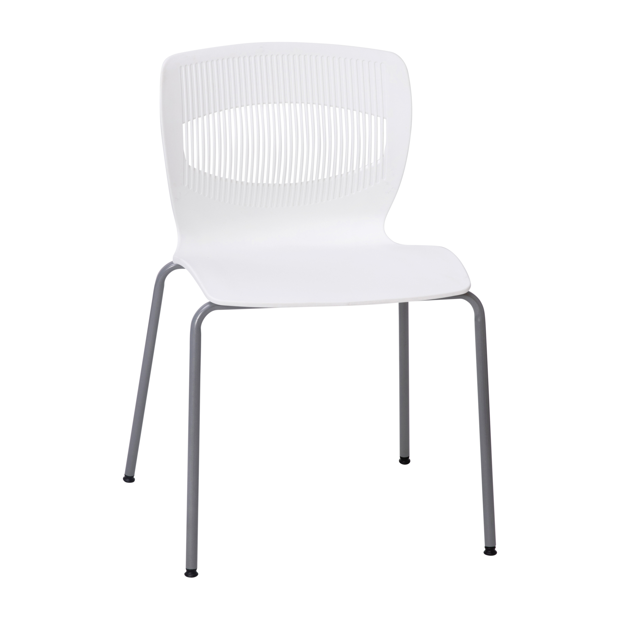 Flash Furniture, White Plastic Stack Chair with Lumbar Support, Primary Color White, Included (qty.) 1, Model RUTNC618WH