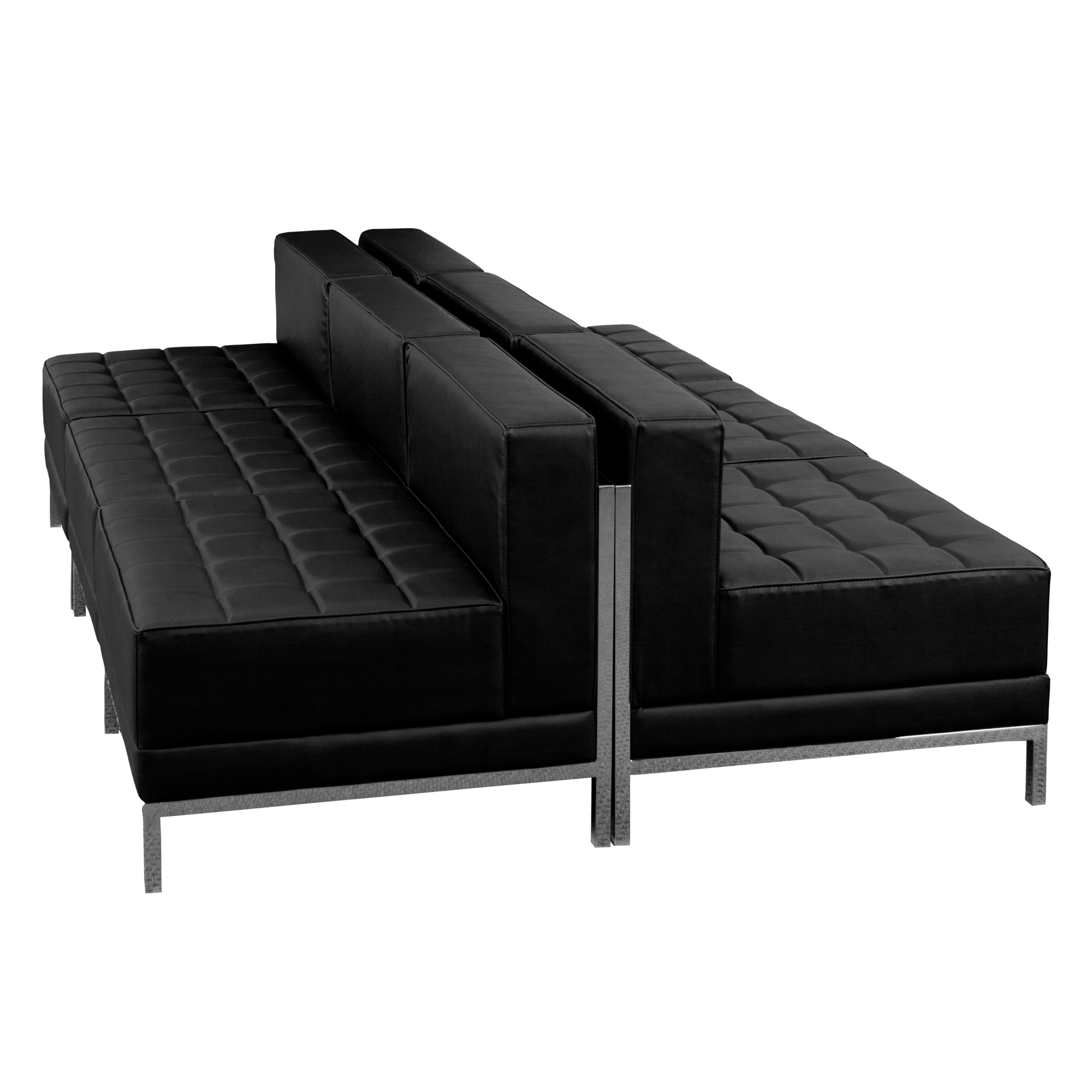 Flash Furniture, 6 Piece Black LeatherSoft Modular Lounge Set, Primary Color Black, Included (qty.) 6, Model ZBIMAGMIDCH6