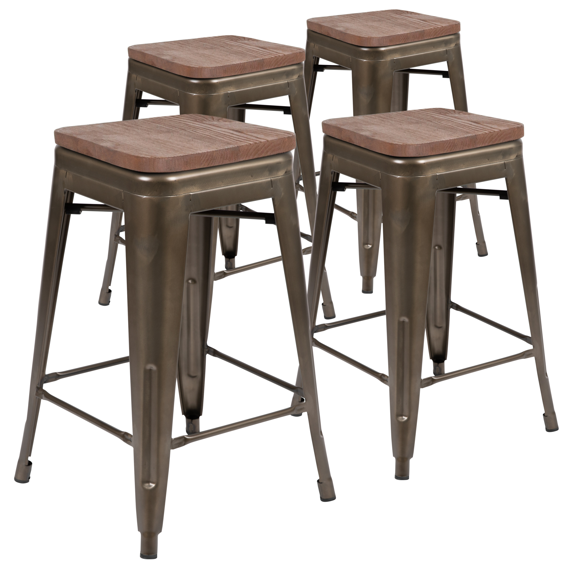 Flash Furniture, 4 Pack 24Inch High Metal Indoor Counter Stool, Gray, Primary Color Gray, Included (qty.) 4, Model 4ET31320W24GNR