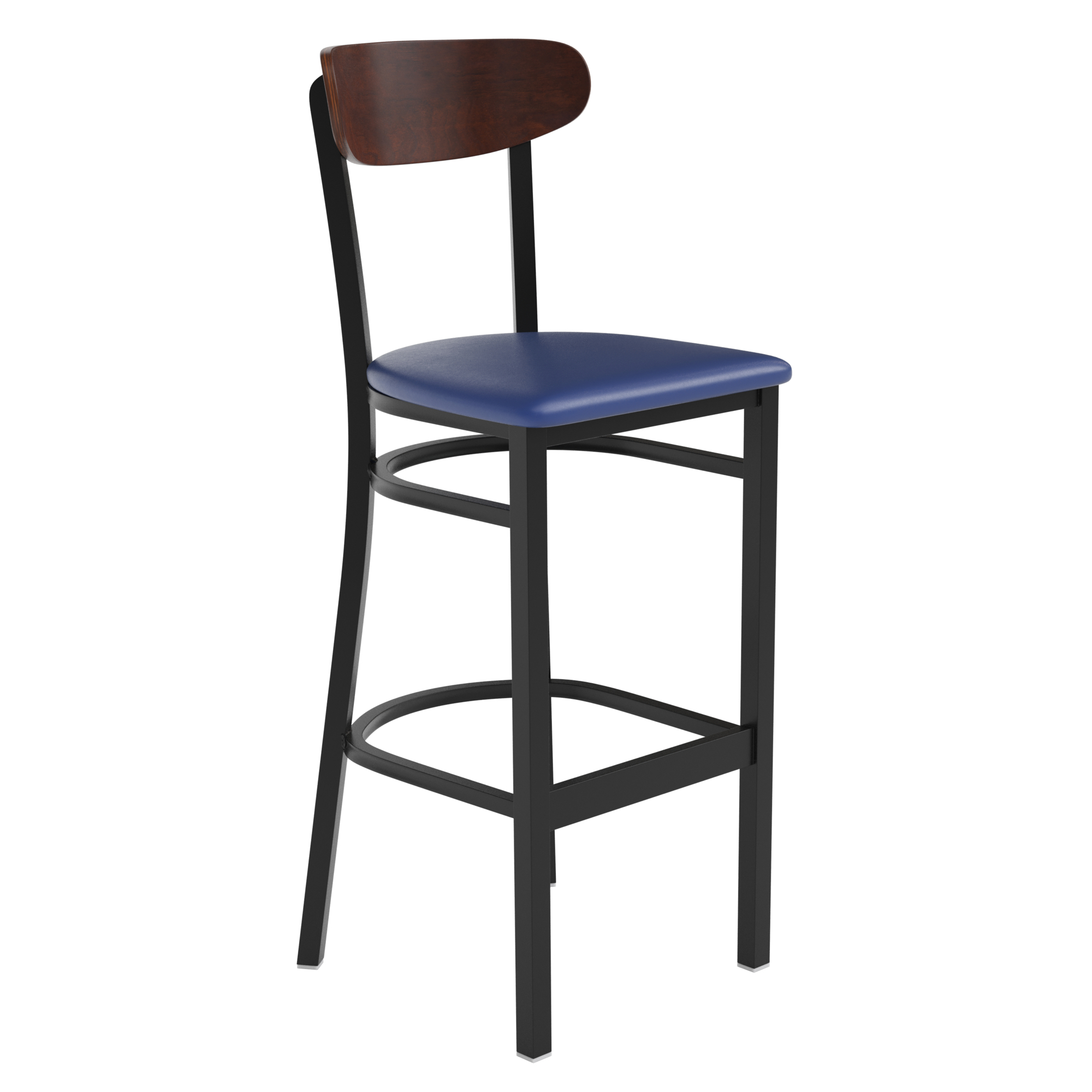 Flash Furniture, Blue Vinyl Seat Barstool with Walnut Wood Back, Primary Color Blue, Included (qty.) 1, Model XUDG6V6BLVWAL