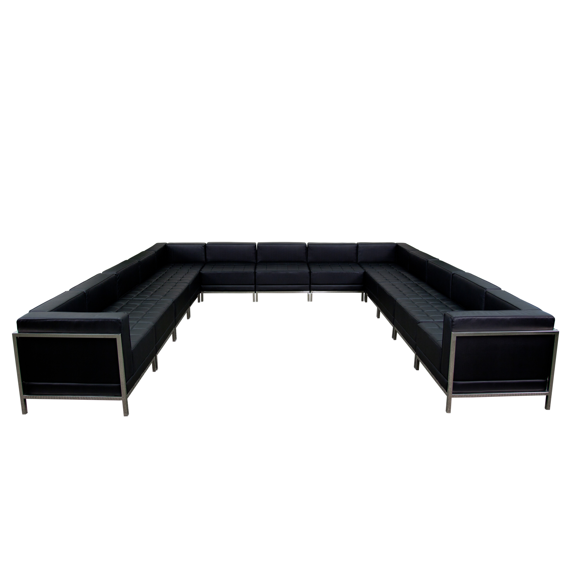 Flash Furniture, 13 PC Black LeatherSoft Modular U-Shape Sectional, Primary Color Black, Included (qty.) 13, Model ZBIMAGUSECTSET2