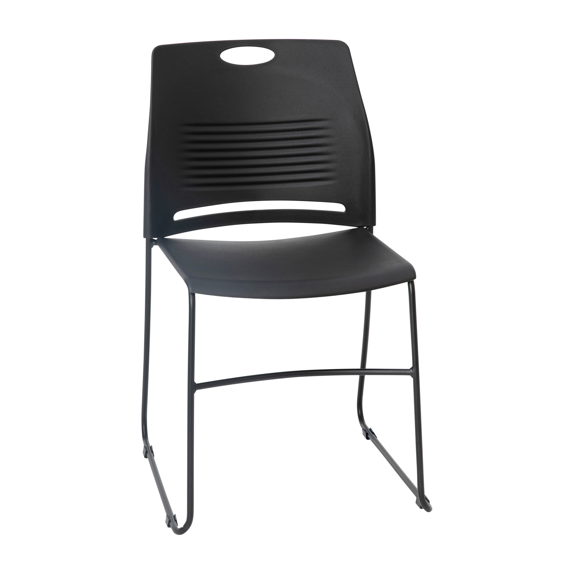 Flash Furniture, Black Plastic Stack Chair with Steel Sled Base, Primary Color Black, Included (qty.) 1, Model RUTNC499ABK