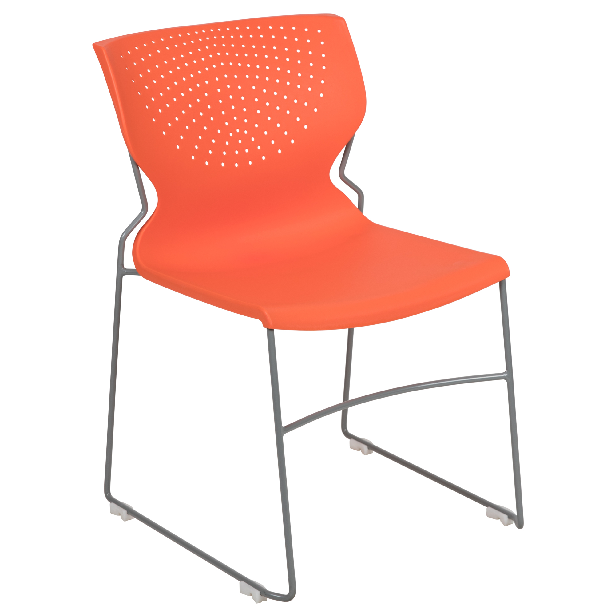 Flash Furniture, Orange Full Back Stack Chair with Gray Frame, Primary Color Orange, Included (qty.) 1, Model RUT438OR