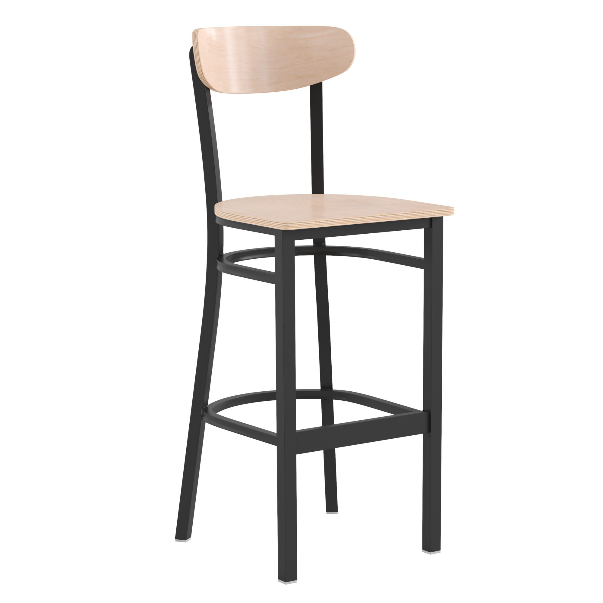 Flash Furniture, Barstool with Natural Wood Seat and Boomerang Back, Primary Color Brown, Included (qty.) 1, Model XUDG6V6BNAT