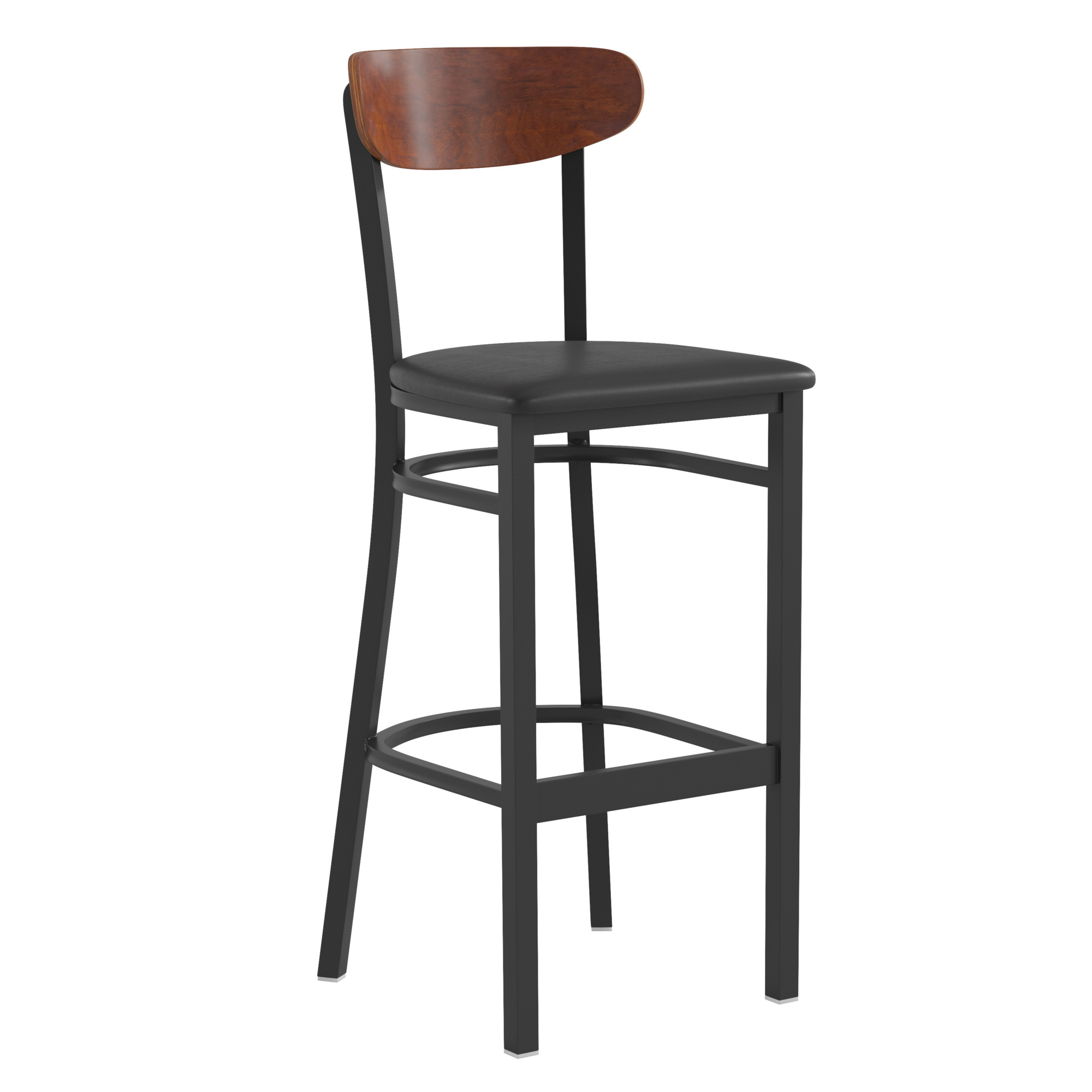 Flash Furniture, Black Vinyl Seat Barstool with Walnut Wood Back, Primary Color Black, Included (qty.) 1, Model XUDG6V6BVWAL