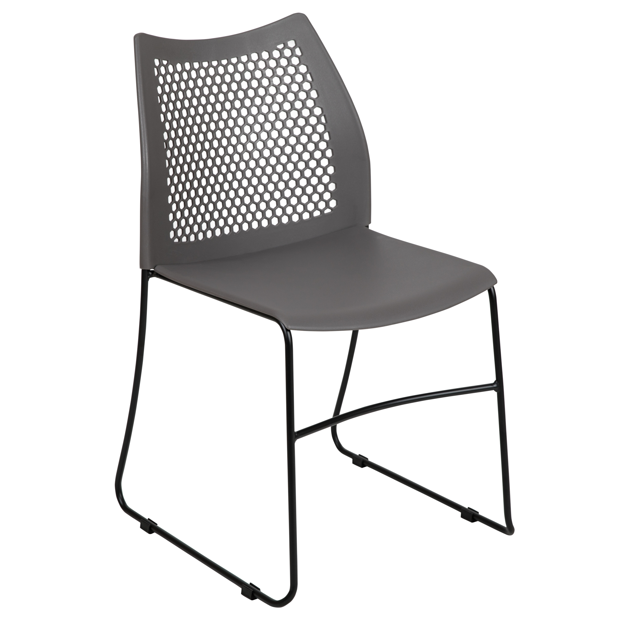 Flash Furniture, Gray Sled Base Stack Chair with Air-Vent Back, Primary Color Gray, Included (qty.) 1, Model RUT498AGY