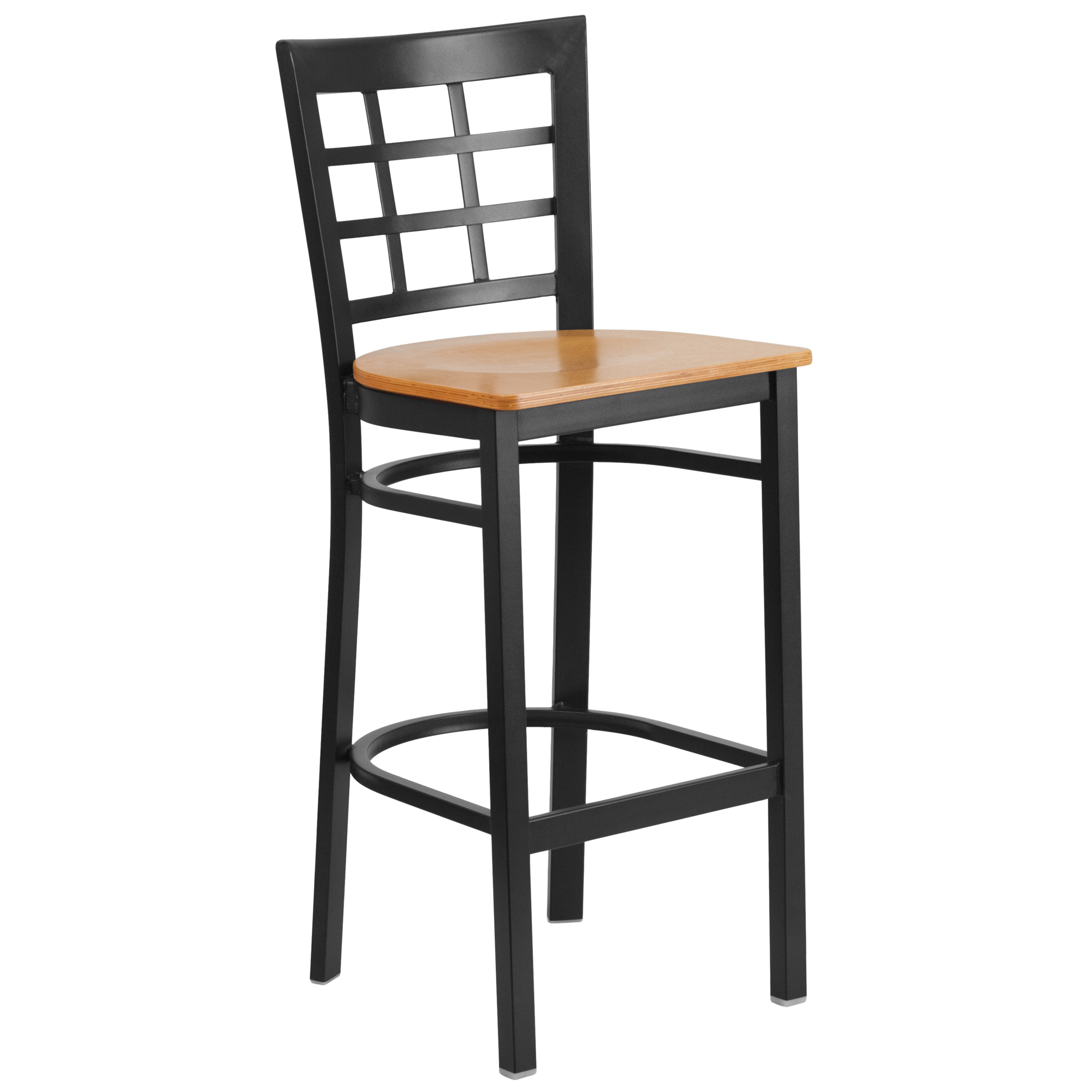 Flash Furniture, Black Metal Barstool with Natural Wood Seat, Primary Color Brown, Included (qty.) 1, Model XU6R7BWINBARNTW