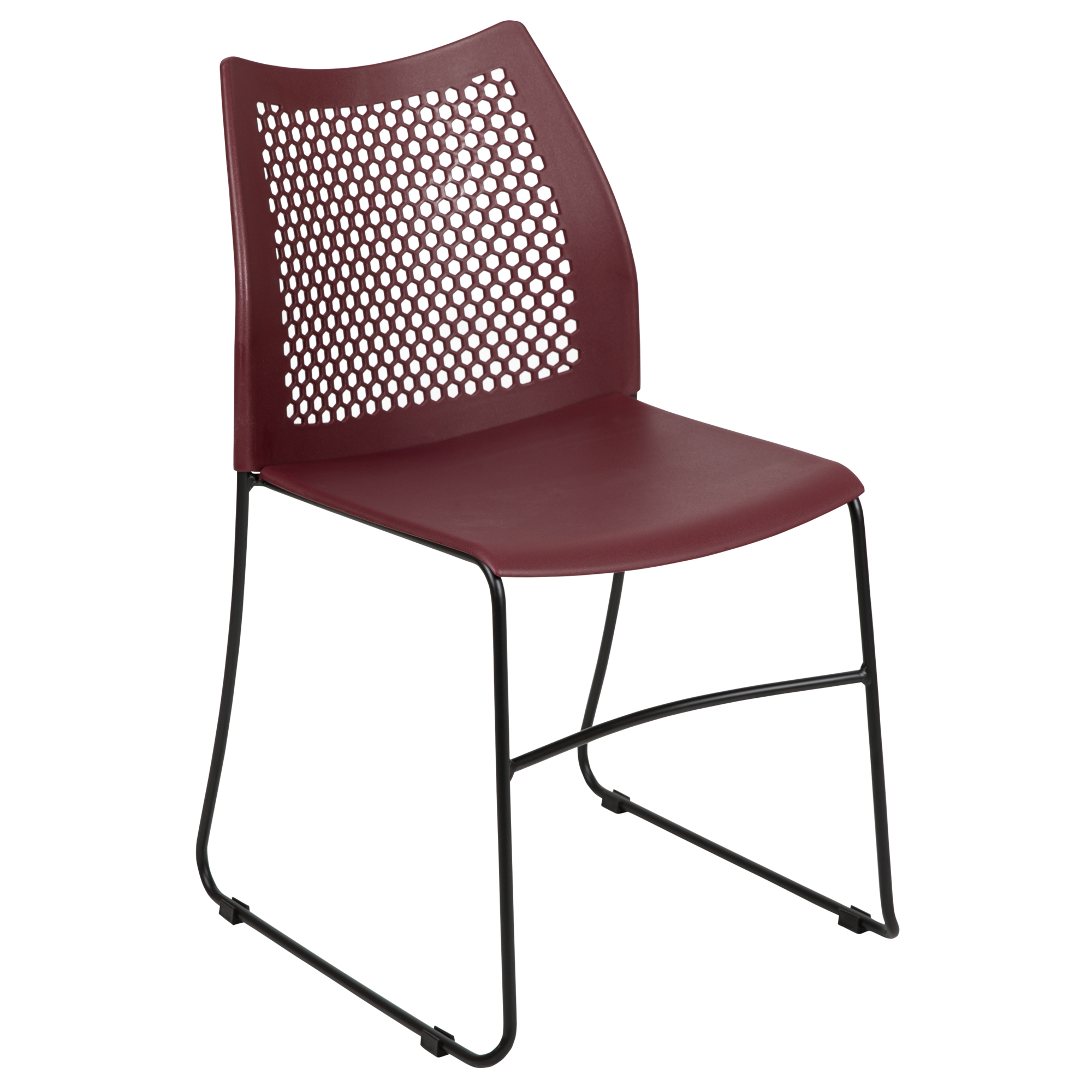 Flash Furniture, Burgundy Sled Base Stack Chair with Air-Vent Back, Primary Color Burgundy, Included (qty.) 1, Model RUT498ABY