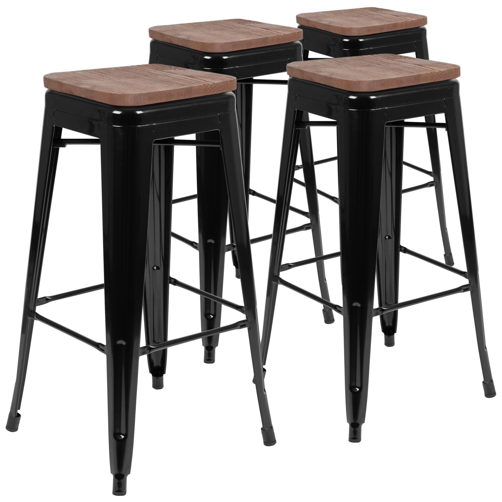 Flash Furniture, 4 Pack 30Inch High Metal Indoor Bar Stool, Black, Primary Color Black, Included (qty.) 4, Model 4ET31320W30BKR