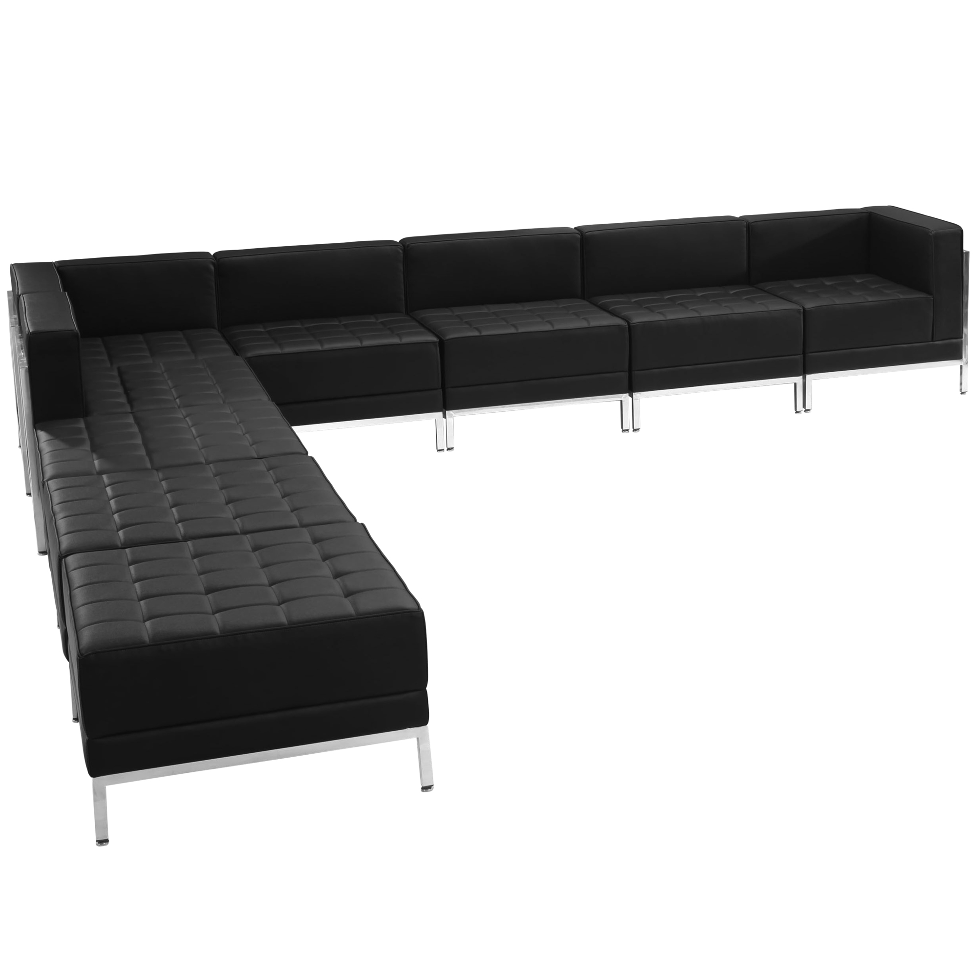 Flash Furniture, 9 PC Black LeatherSoft Sectional Configuration, Primary Color Black, Included (qty.) 9, Model ZBIMAGSECTSET11