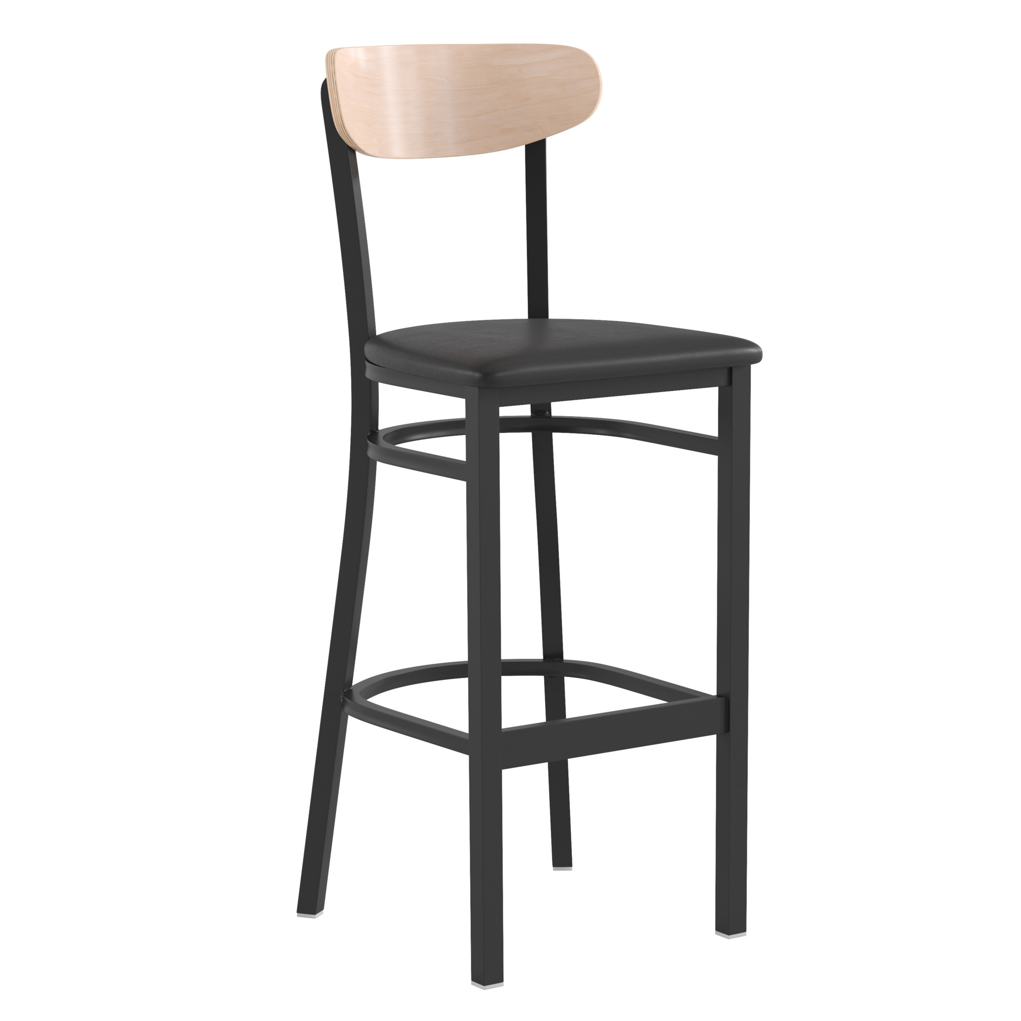 Flash Furniture, Black Vinyl Seat Barstool with Natural Wood Back, Primary Color Black, Included (qty.) 1, Model XUDG6V6BVNAT