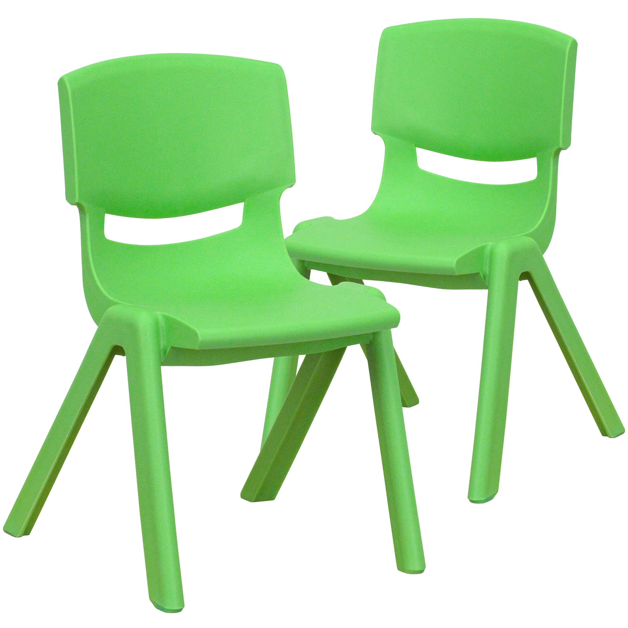 Flash Furniture, 2 Pack Green Plastic Stack School Chair, 12Inch H Seat, Primary Color Green, Included (qty.) 2, Model 2YUYCX002GREEN